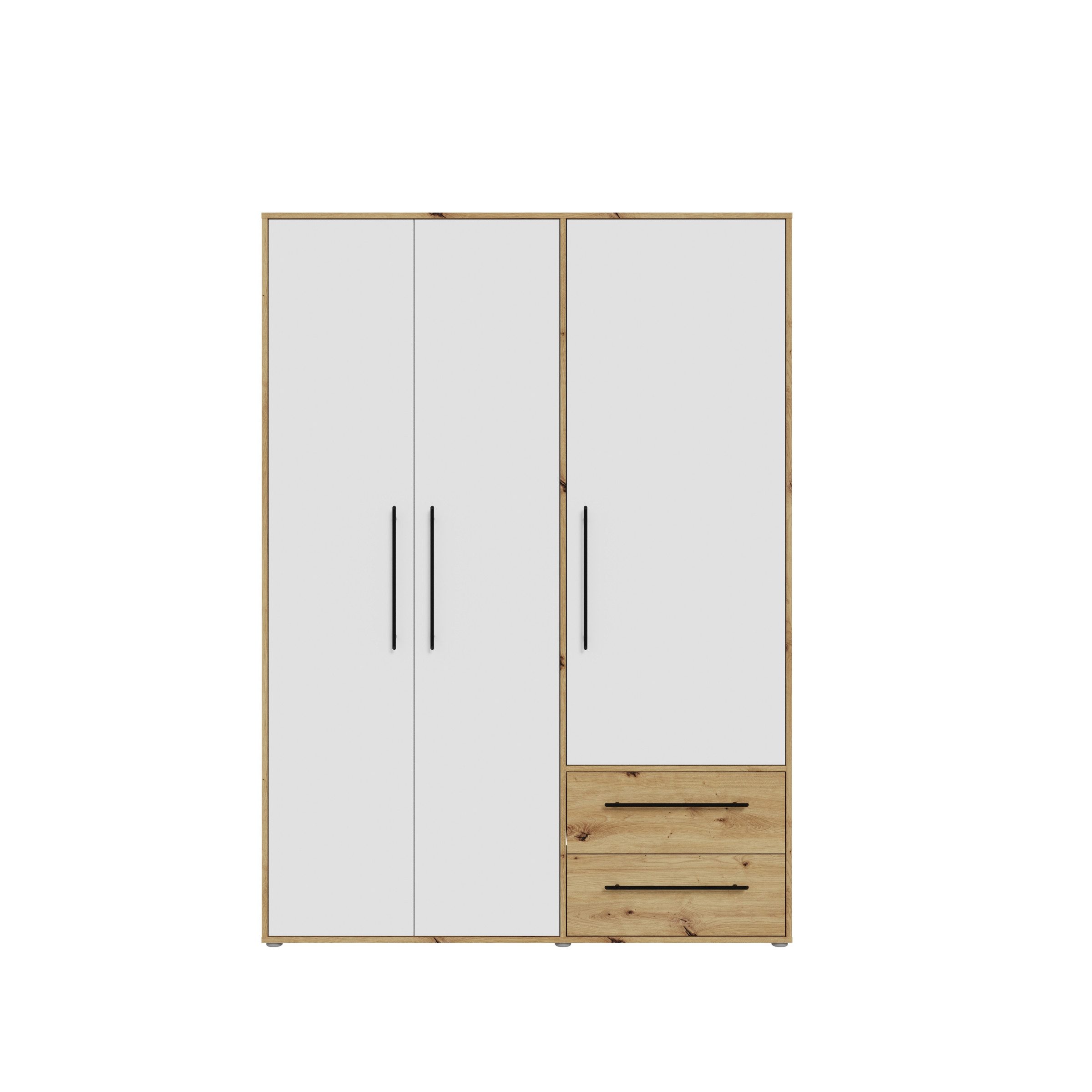 freiraum Kleiderschrank Mokkaris 2 Schübe, Artisan Eiche Dekor / Weiß - 144,4x200,1x58,8cm (BxHxT)