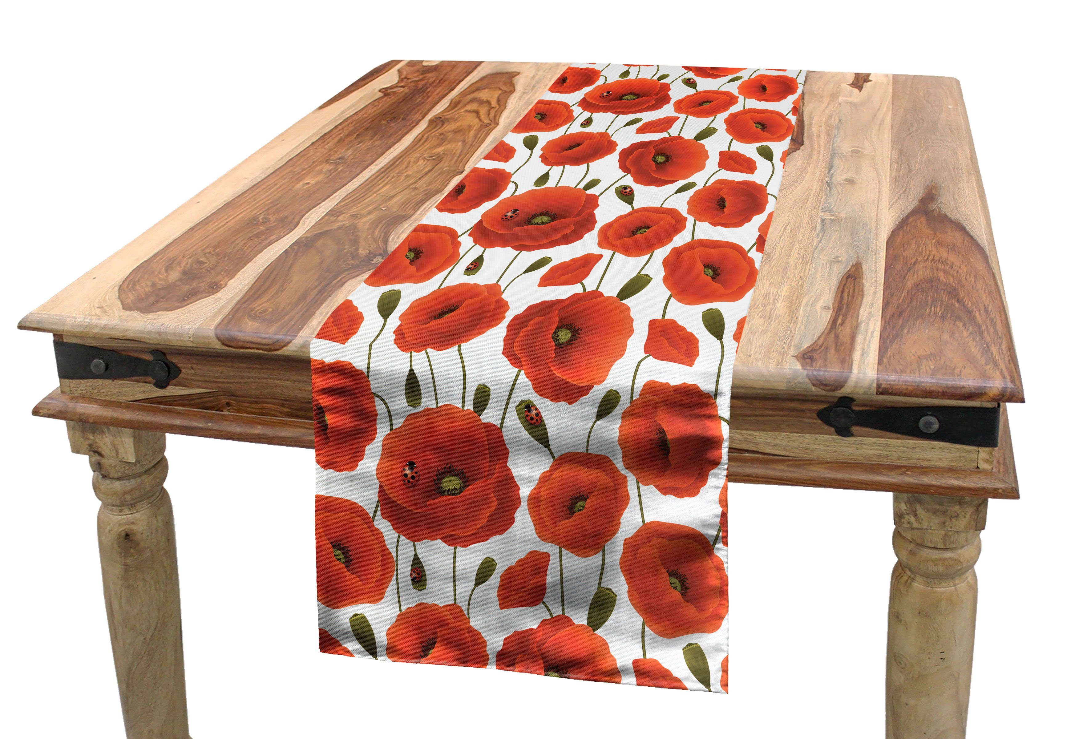 Abakuhaus Tischläufer Esszimmer Küche Rechteckiger Dekorativer Tischläufer, Mohn Floral Blossom Spring