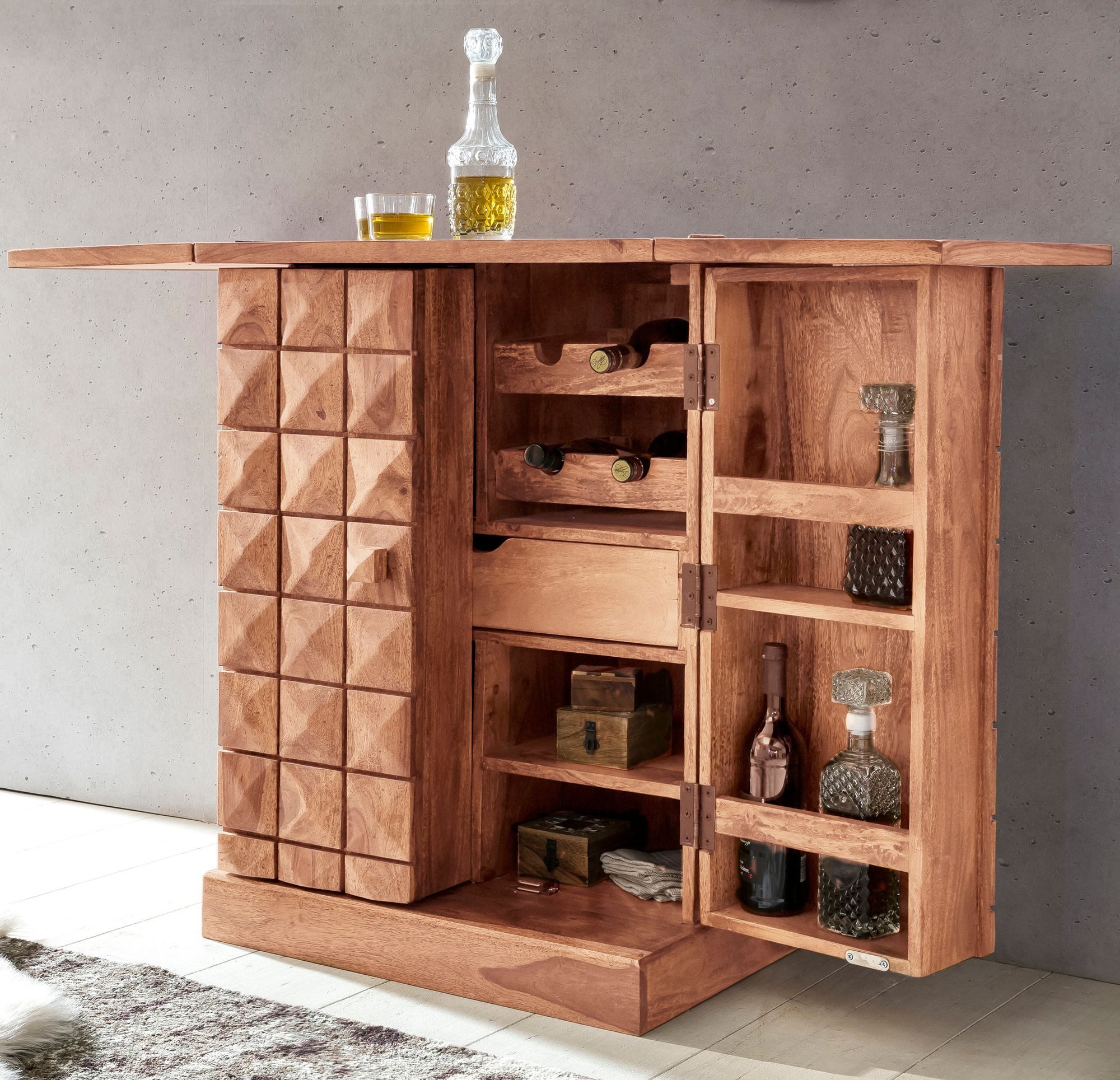 FINEBUY Barschrank SuVa3510_1 (Weinbar Ausklappbar, Barschrank, Kleine Bar günstig online kaufen