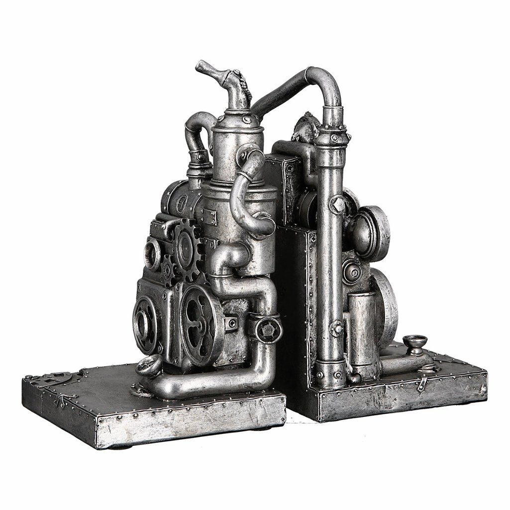 mit GILDE unterschiedlichem St., Set, 2 Motiv Buchstütze 2 Machine Dampfmaschine (2er Motiv), Steampunk Buchstütze Buchstützen