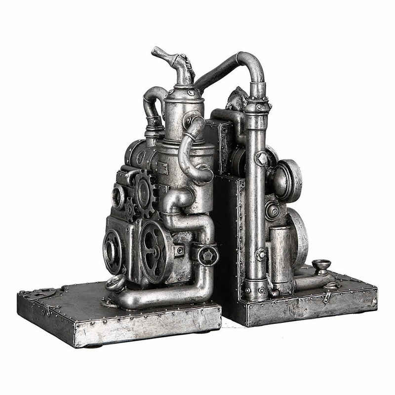 GILDE Buchstütze Buchstütze Steampunk Machine (2er Set, 2 St., 2 Buchstützen mit unterschiedlichem Motiv), Motiv Dampfmaschine