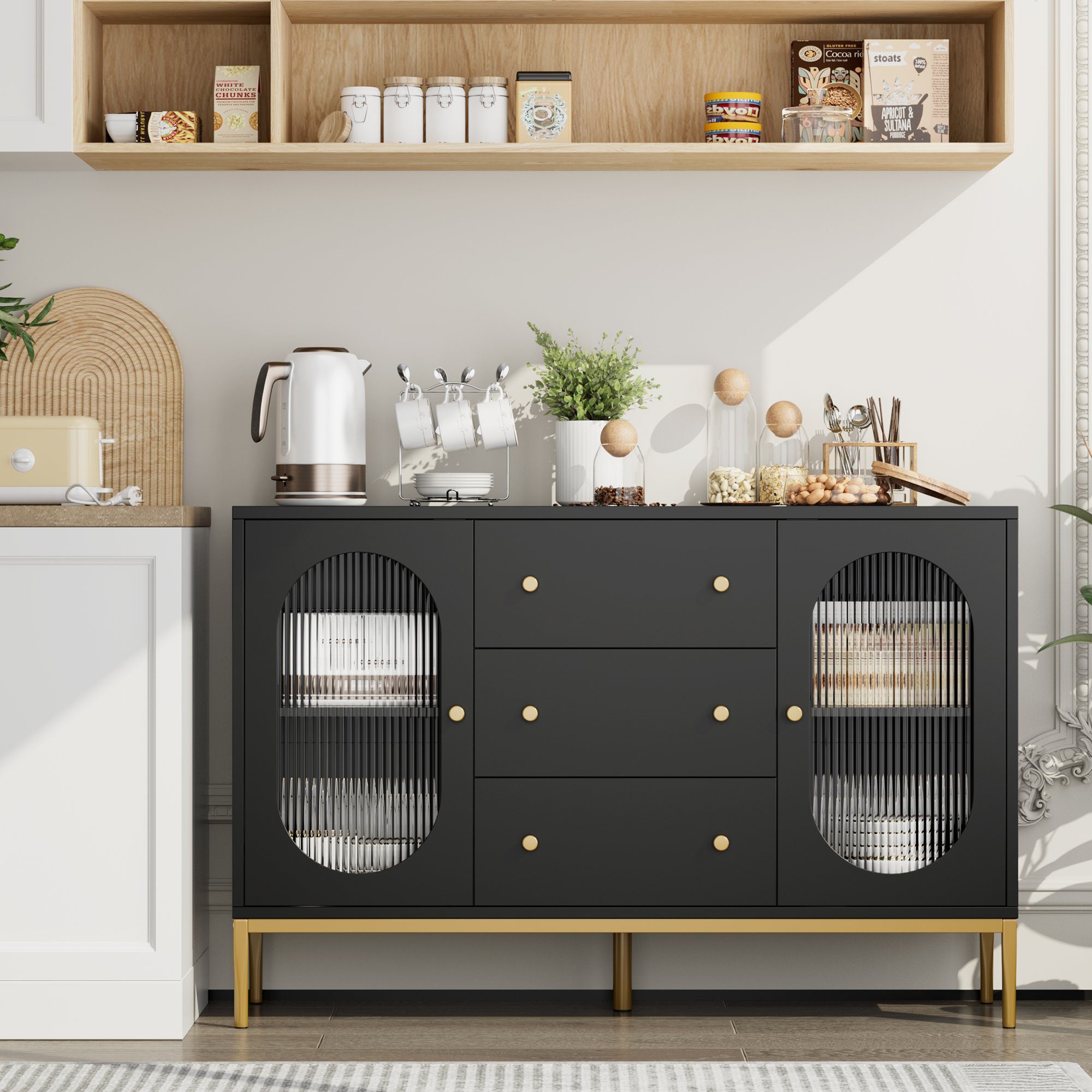 Homfa Sideboard Küchenschrank, mit 3 Schubladen günstig online kaufen