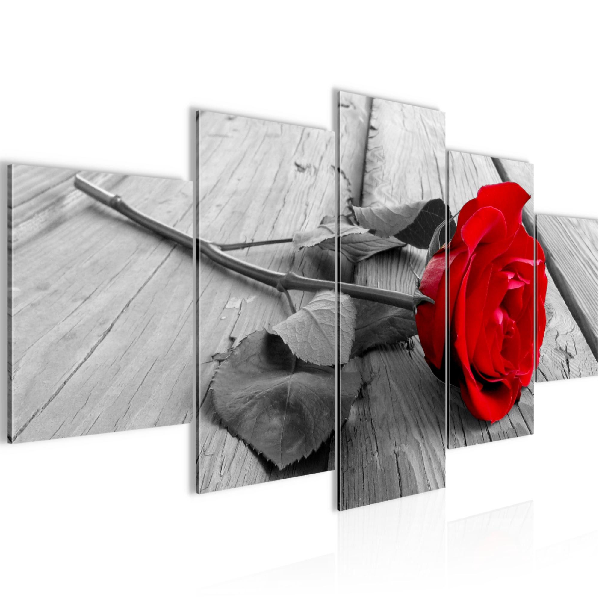 Runa Art Wandbild Bilder Blumen Rosen 5 Teilig Wanddekoration Design Rot Grau 204451a, 200L x 100B cm
