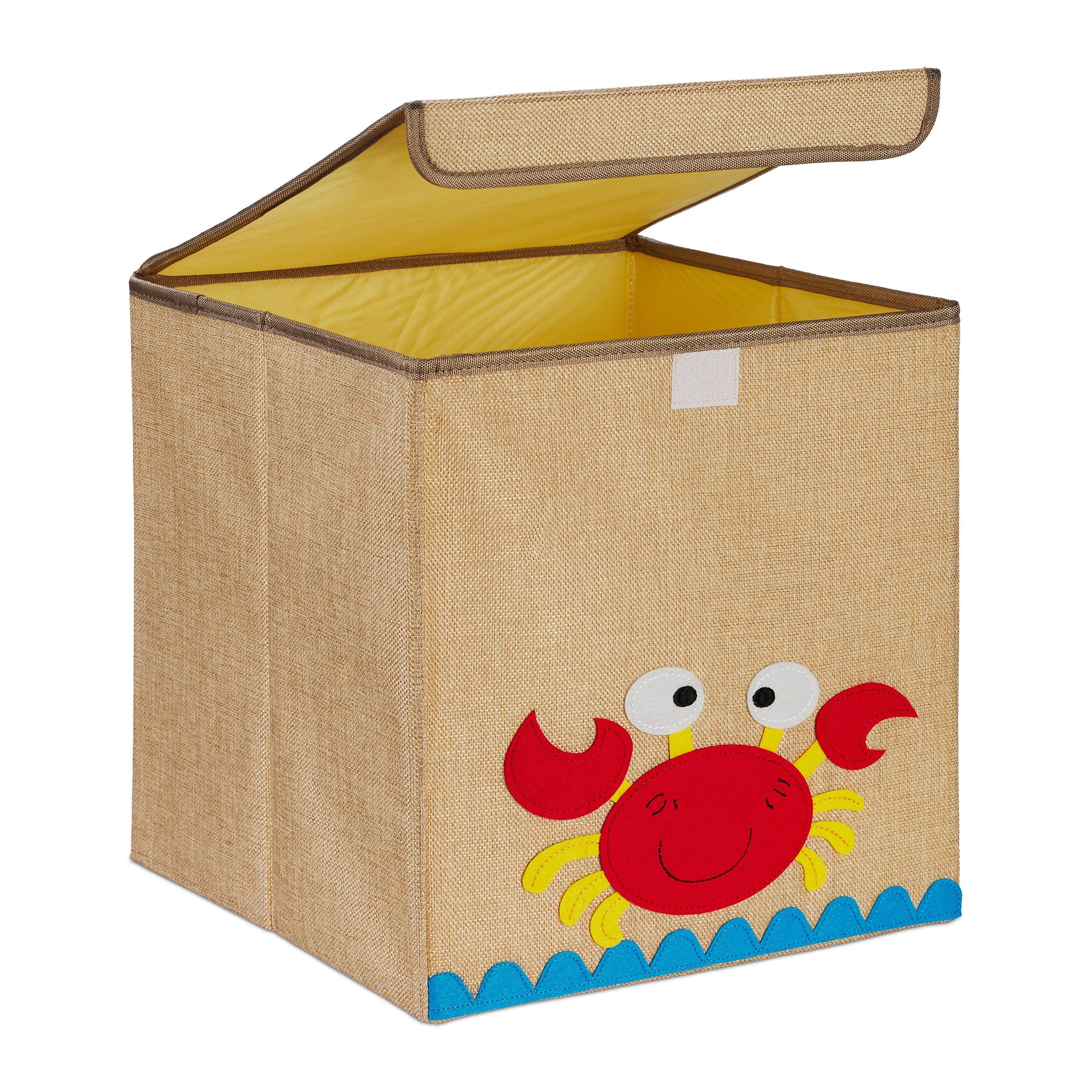 relaxdays Aufbewahrungsbox Aufbewahrungsbox für Kinder, Krebs Beige Orange Gelb