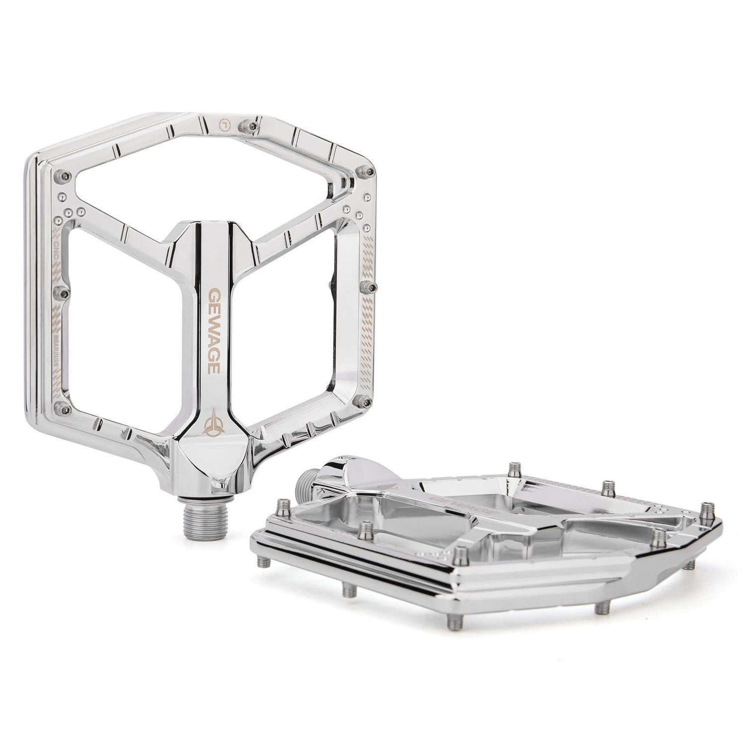 LuxusKollektion Plattformpedale MTB Pedale Profi-Edition CNC Aluminium Silver