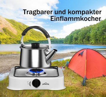 HOMELUX Gaskocher Campingkocher mit 1,5M Anschlussschlauch und Druckminderer 50 mbar, (Camping Gasherd Kocher)