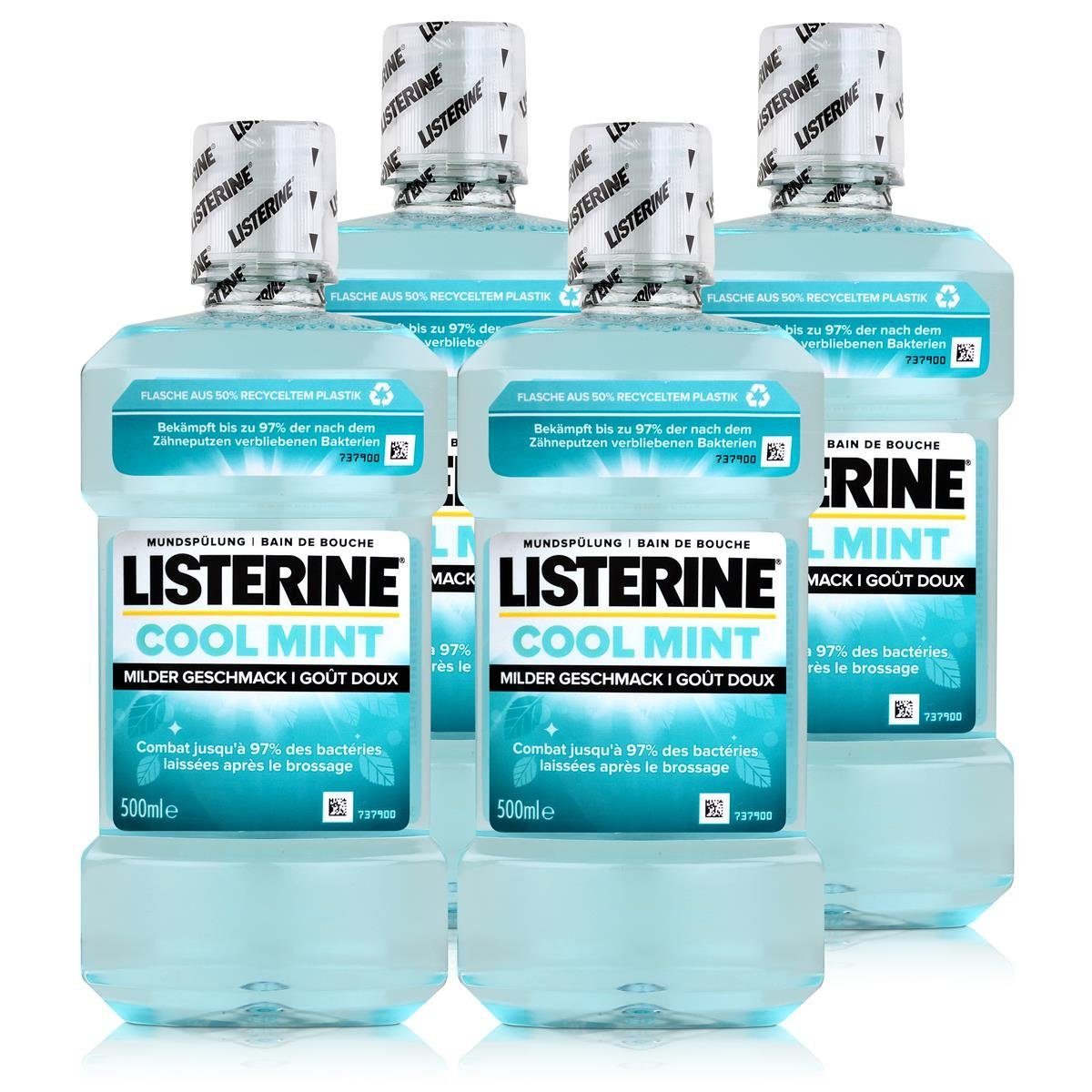 Listerine Mundspülung Listerine Mundspülung Cool Mint 500ml - Milder Geschmack (4er Pack)