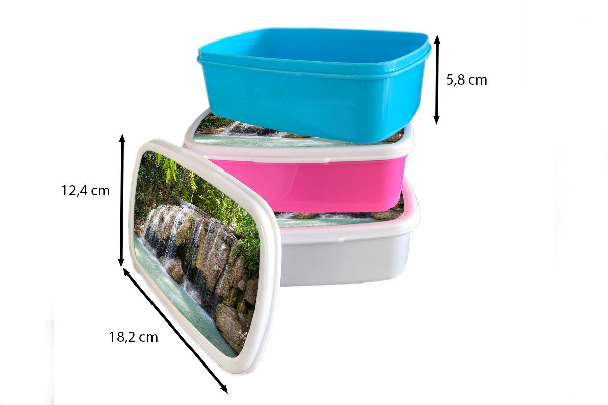 über im (2-tlg), Kunststoff Mädchen, Lunchbox für rosa Snackbox, Kinder, in Erwachsene, Kunststoff, Thailand, Erawan-Nationalpark Brotdose Brotbox Felsen Wasserfall MuchoWow