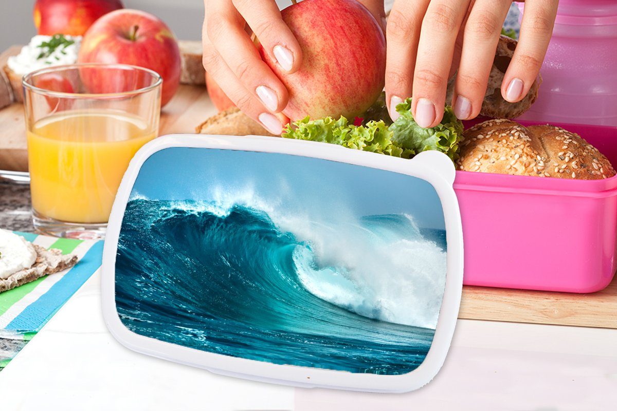 Lunchbox Brotdose Brotbox Blau, Kinder, Snackbox, Kunststoff Erwachsene, MuchoWow Kunststoff, - (2-tlg), - für Ozean Mädchen, rosa Golf