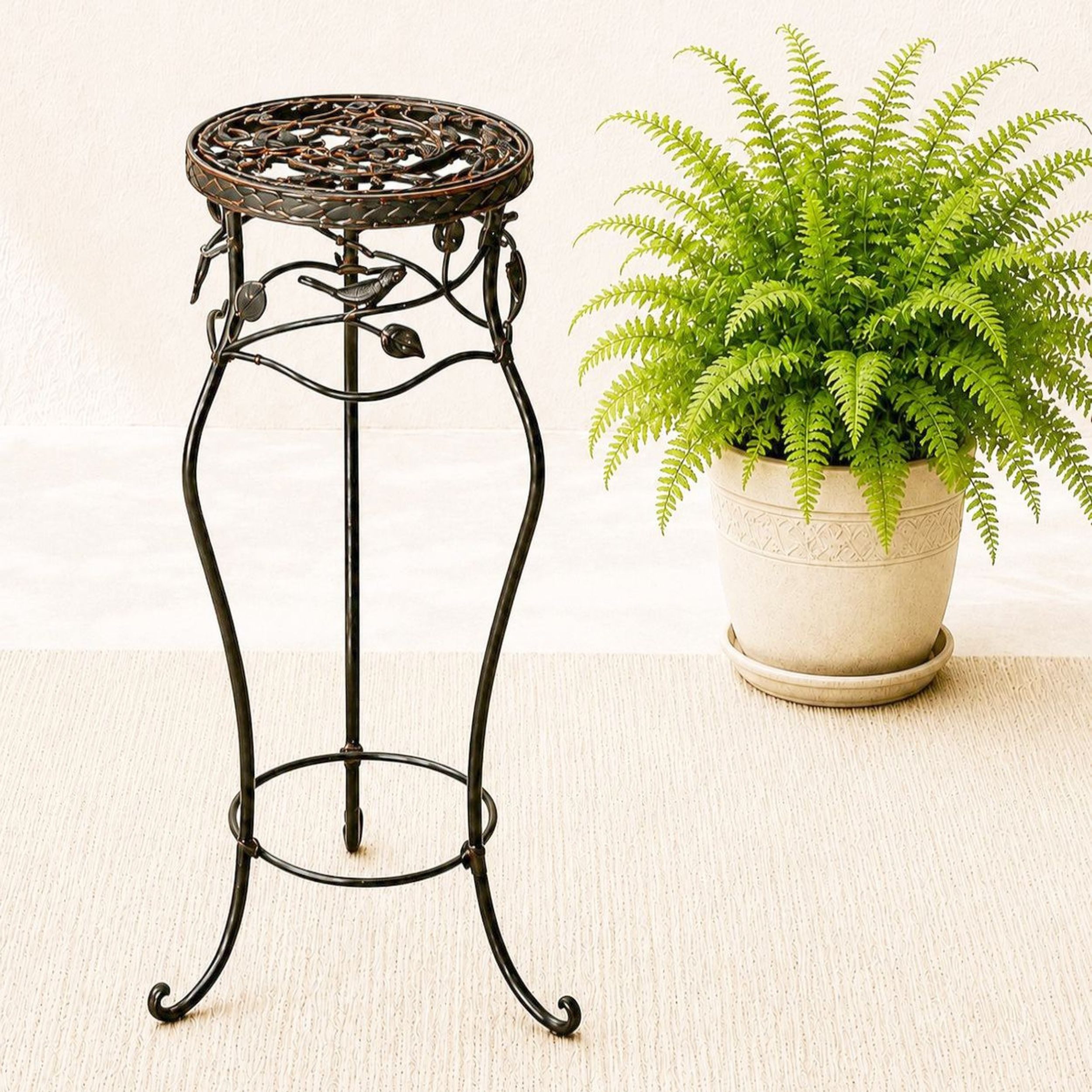 DanDiBo Blumenhocker Metall Schwarz Rund Blumenhocker 18215 Blumensäule Antik, Pflanzenständer Pflanzenhocker Vintage