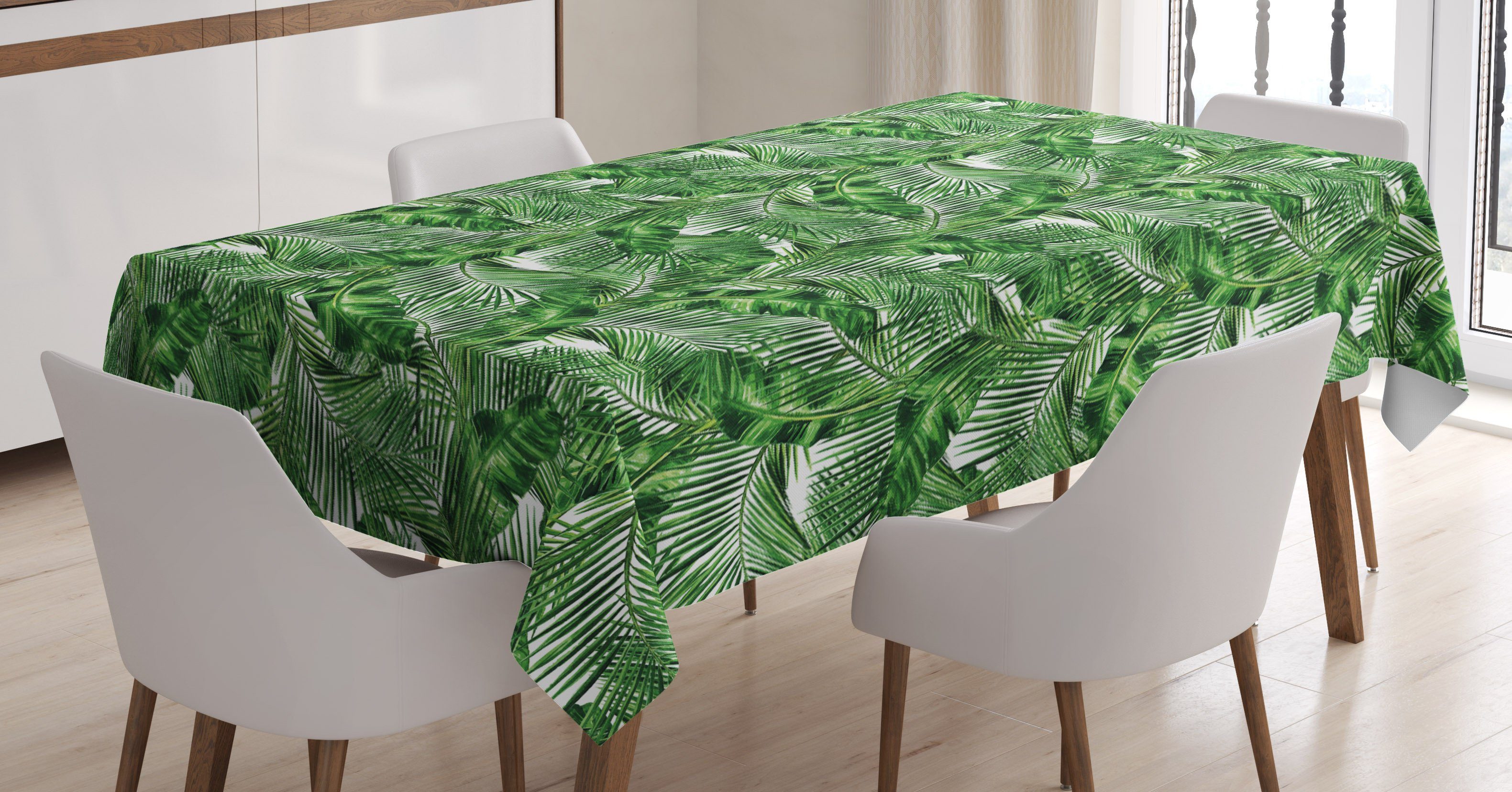 Abakuhaus Tischdecke Farbfest Waschbar Für den Außen Bereich geeignet Klare Farben, Zen Tropic Pflanzen Pattern
