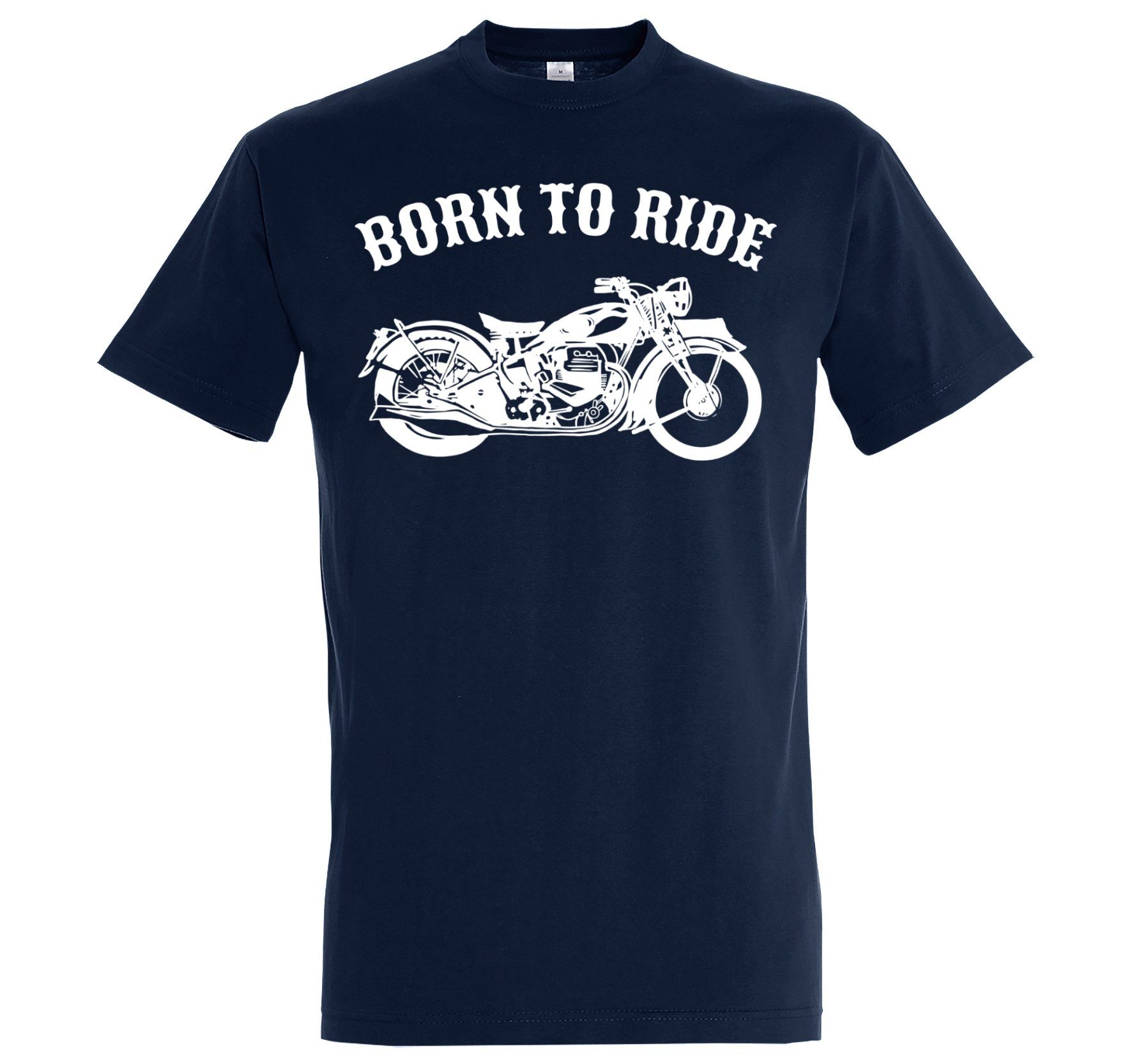 Youth Designz Print-Shirt Born To Ride Herren T-Shirt Biker Motorrad mit modischem Spruch Print Navyblau