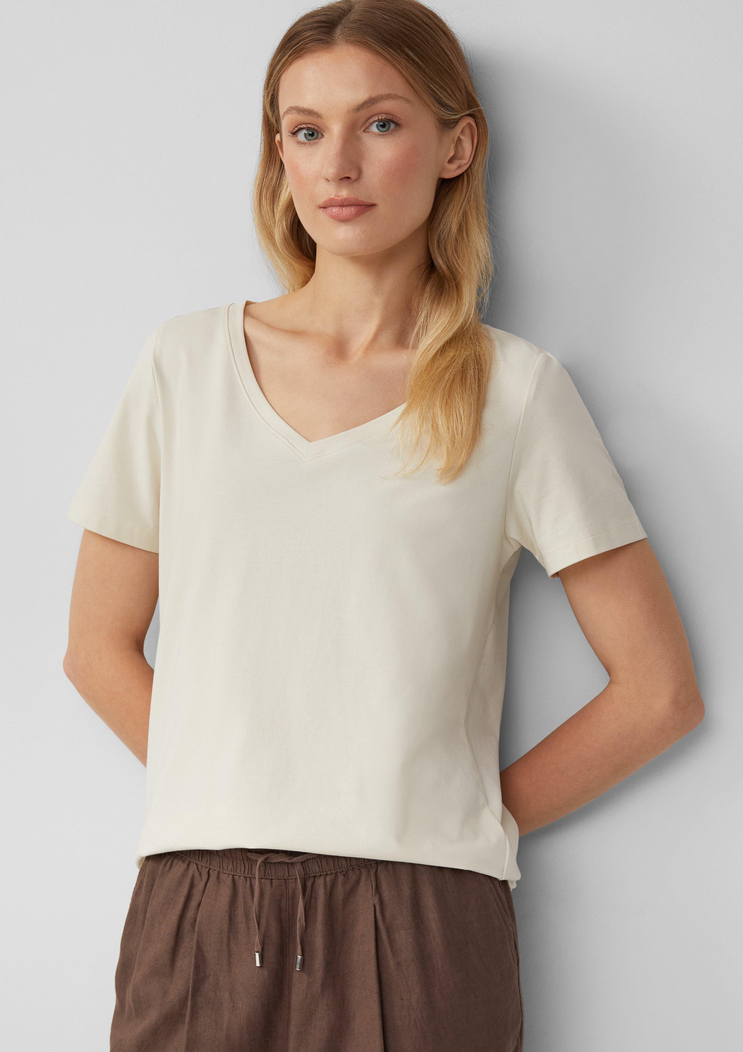 s.Oliver Kurzarmshirt T-Shirt mit V-Ausschnitt günstig online kaufen