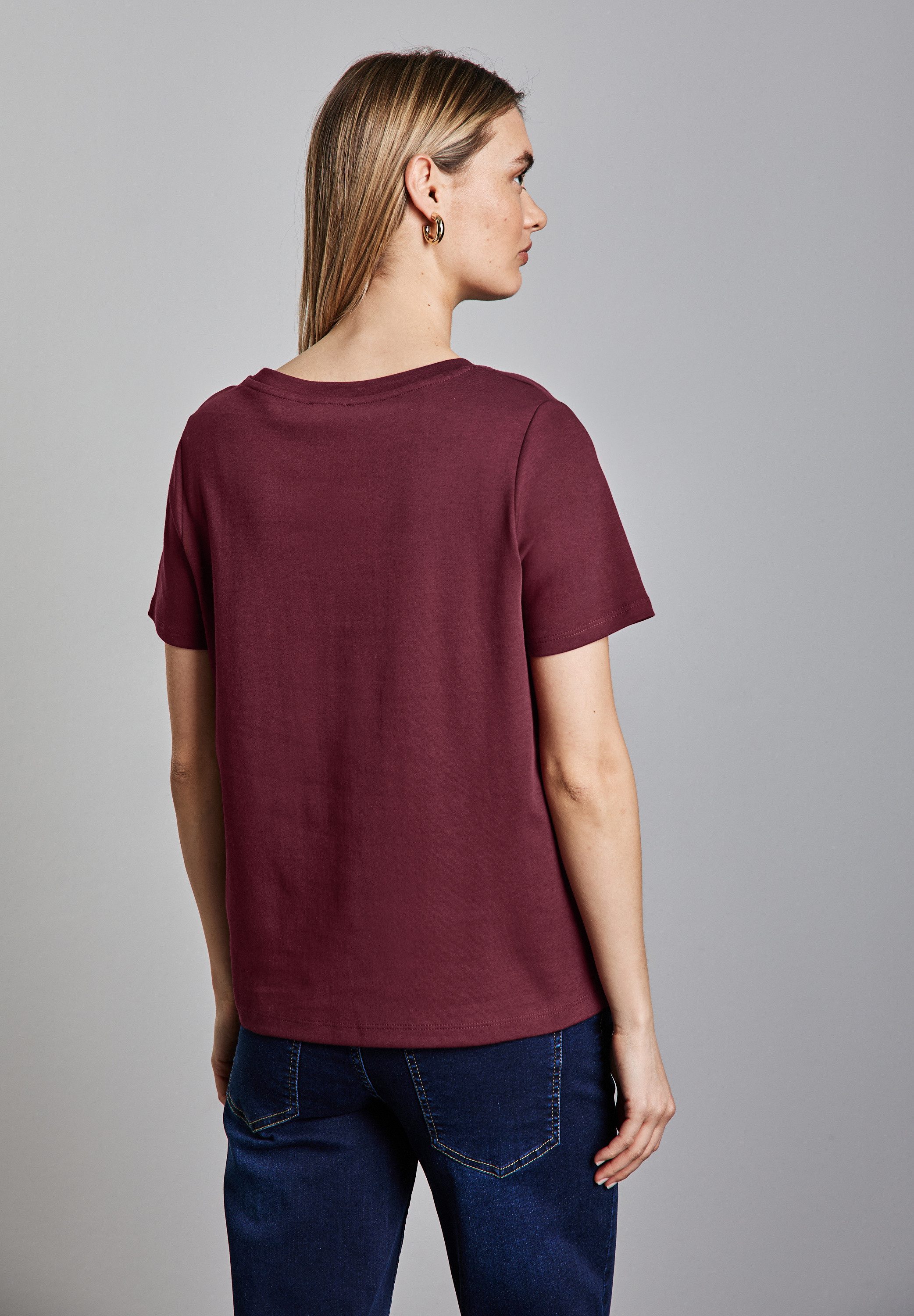 STREET ONE V-Shirt aus reiner Baumwolle