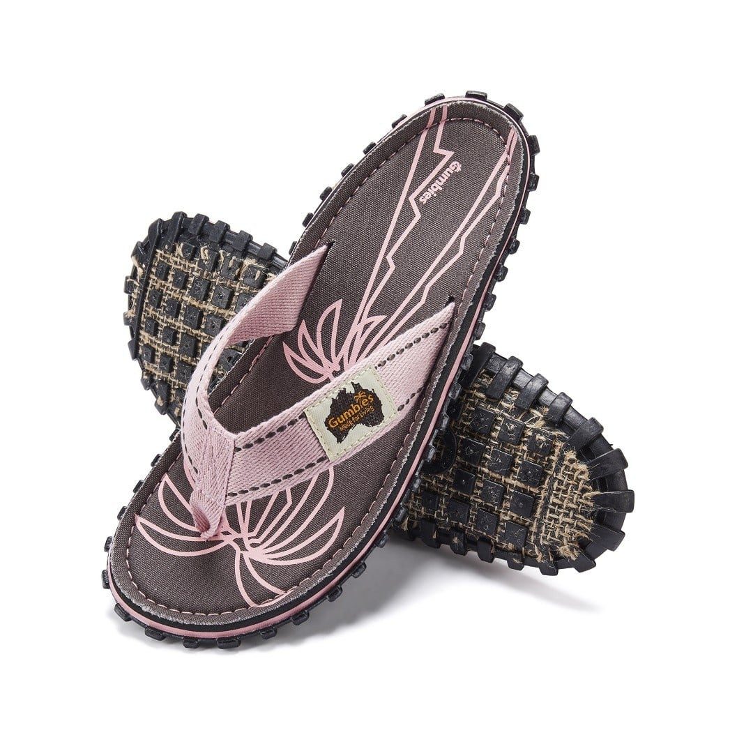 Gumbies Zehensandalen Original Flip Flops Palm Leaf Pink rosa/braun Damen Badeschuh – Bild 5 von 5