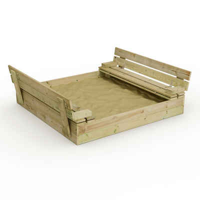 Wickey Sandkasten Flip mit Klappdeckel - verschiedene Größen -, (Bausatz, Extrem witterungsbeständig durch Kesseldruckimprägnierung), Sitzbank