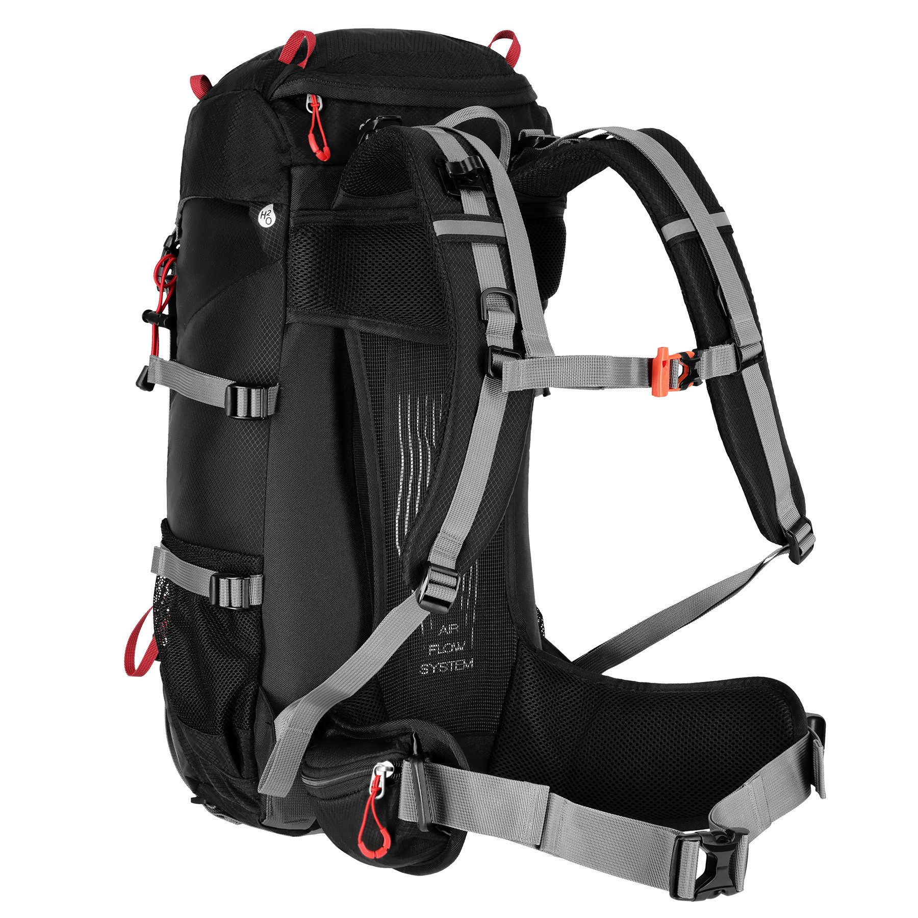 NILS CAMP Trekkingrucksack Wanderrucksack "Northlake" Black Rucksack 30L+10L Travelrucksack, mit Rain Cover & Air Flow System – Bild 3 von 5