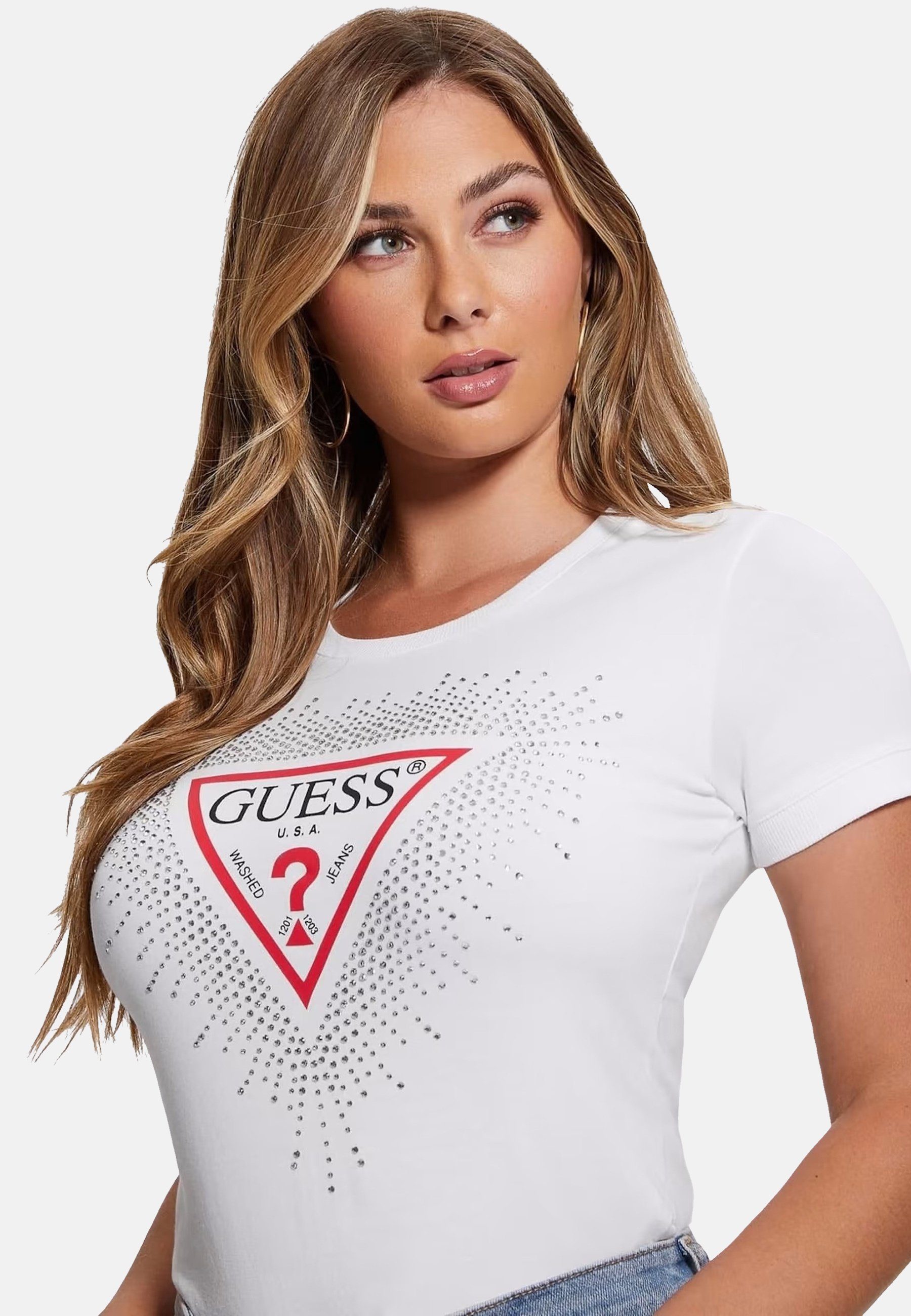 Guess T-Shirt T-Shirt SS CN Star Triangle Kurzarmshirt (1-tlg., 1)