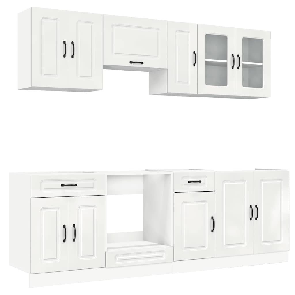 vidaXL Schrankmodule 8-tlg. Küchenschrank-Set Kalmar Hochglanz-Weiß Holzwerkstoff