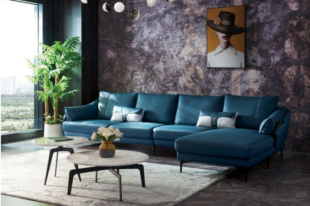 JVmoebel Leder Polster Ecksofa, Italienische Couch Ecke Moderne Sitz Garnitur