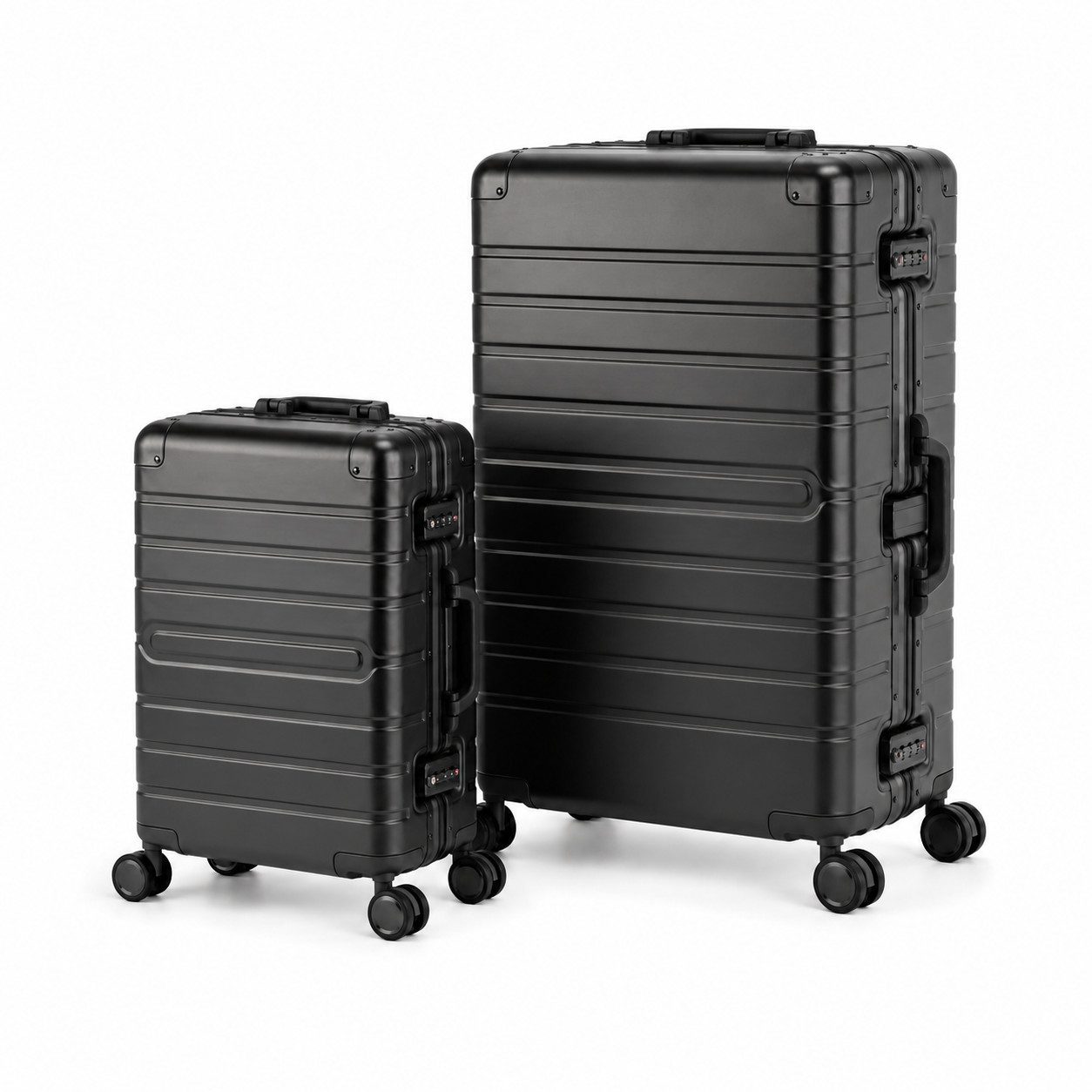 Travelhouse Kofferset 100% Aluminium OSLO - verschiedene Farben, 4 Rollen, (2 tlg., S+L), mit stabiler Aluminium-Hartschale und verstärkten Ecken