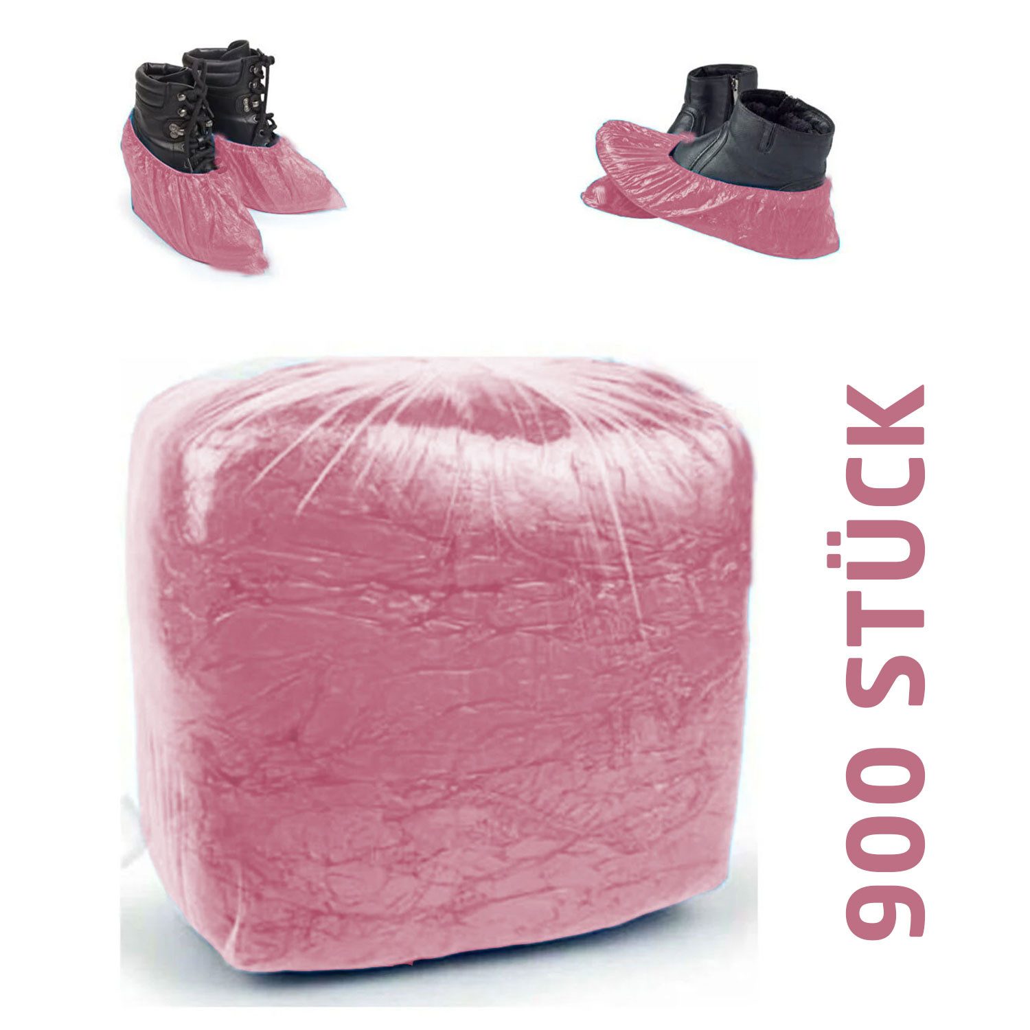 Jungengel Schuhüberzieher Einweg 900x Stück Überschuhe in Rosa/Pink Überschuhzieher Schutz (900-St)