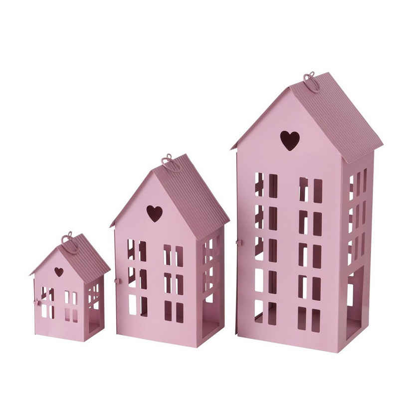 BOLTZE Teelichthalter »Laterne HERZENSHAUS rosa Haus aus Metall Lichterhaus - GROSS«