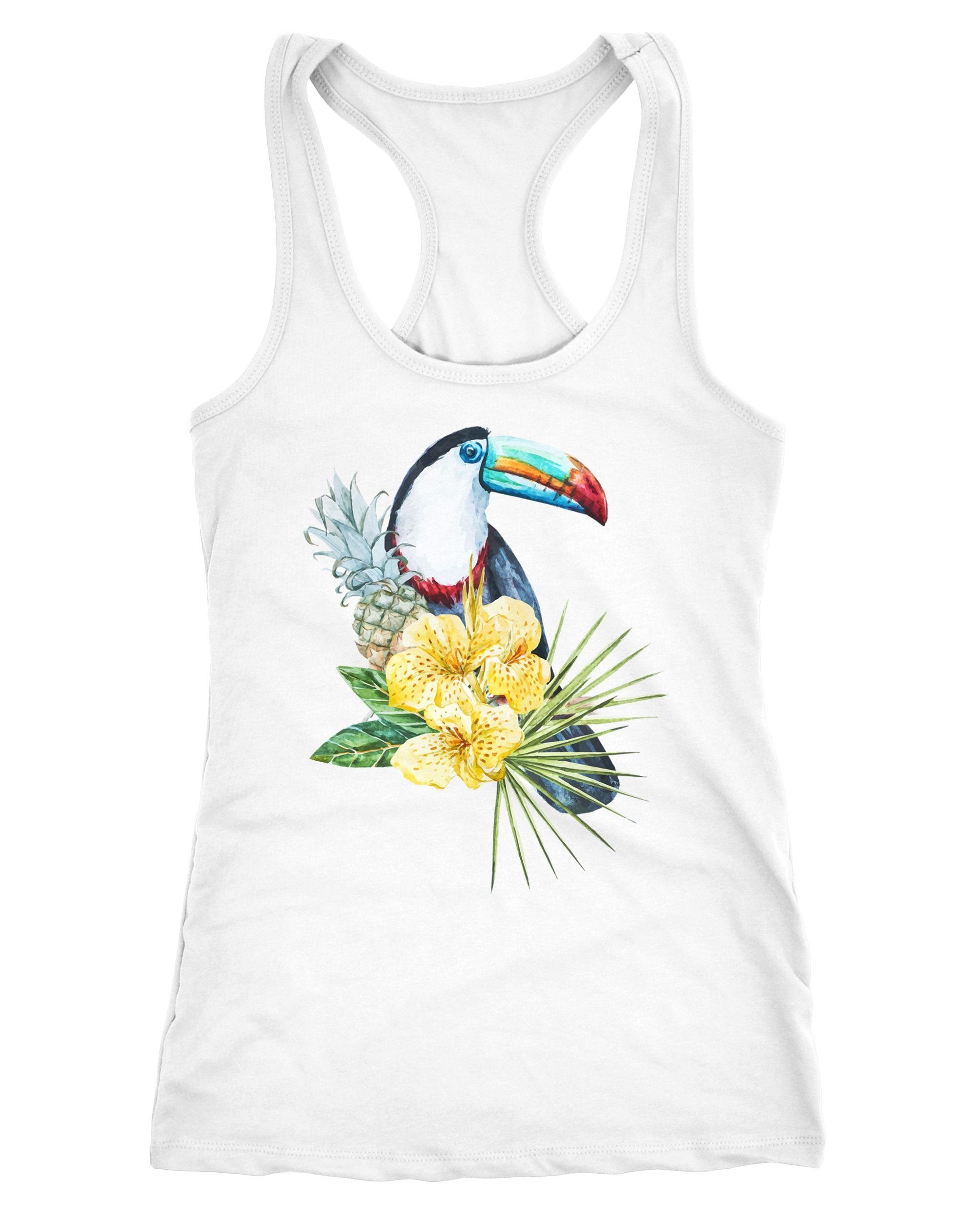 Tanktop Damen Tank-Top Tucan Ananas Tropical Summer Jungle Paradise Pineapple
