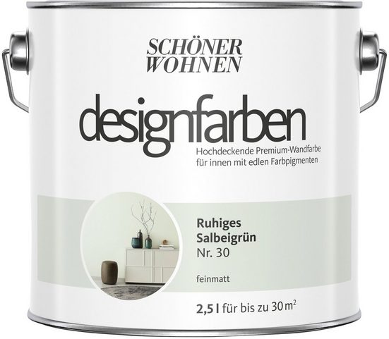 SCHÖNER WOHNEN-Kollektion Wandfarbe »Designfarben«, ruhiges Salbeigrün Nr. 30, feinmatt 2,5 l