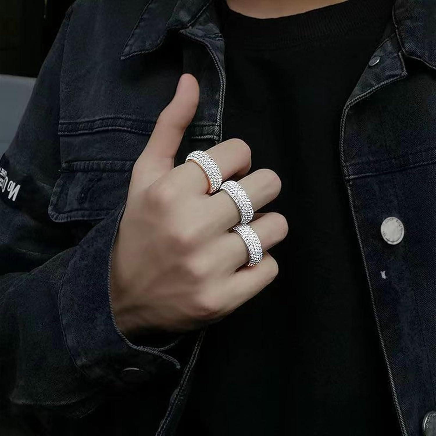 LuxusKollektion Trauring Ringe Edelstahl Herren 8mm Zirkon Silber Ehering Gold 63 (20.1)