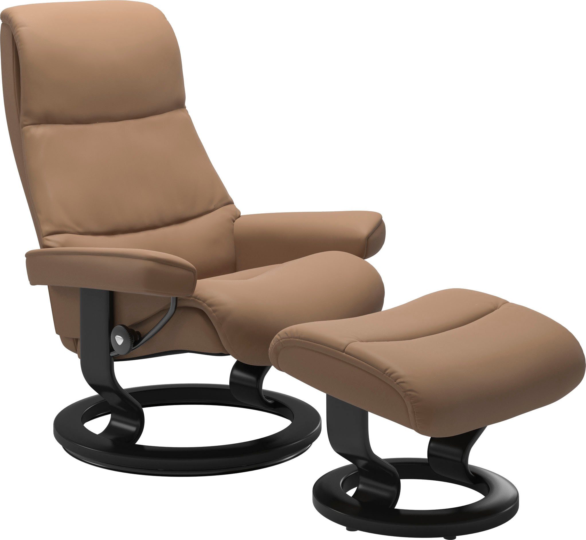 Stressless® Relaxsessel View Relaxsessel Classic Schwarz Hocker), Größe Base, mit L,Gestell (Set, mit