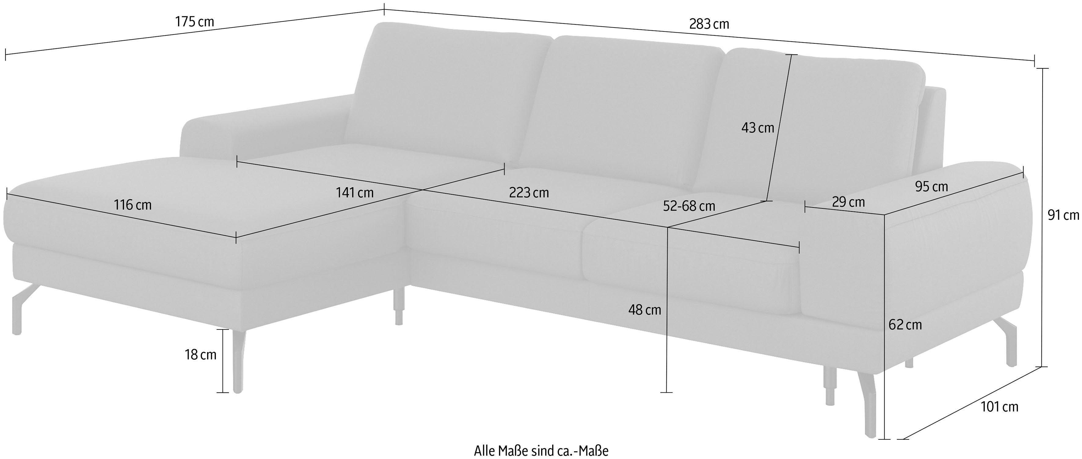 sit&more Ecksofa Cinturo, inklusive 48 Sitzhöhe cm und Federkern, Sitztiefenverstellung