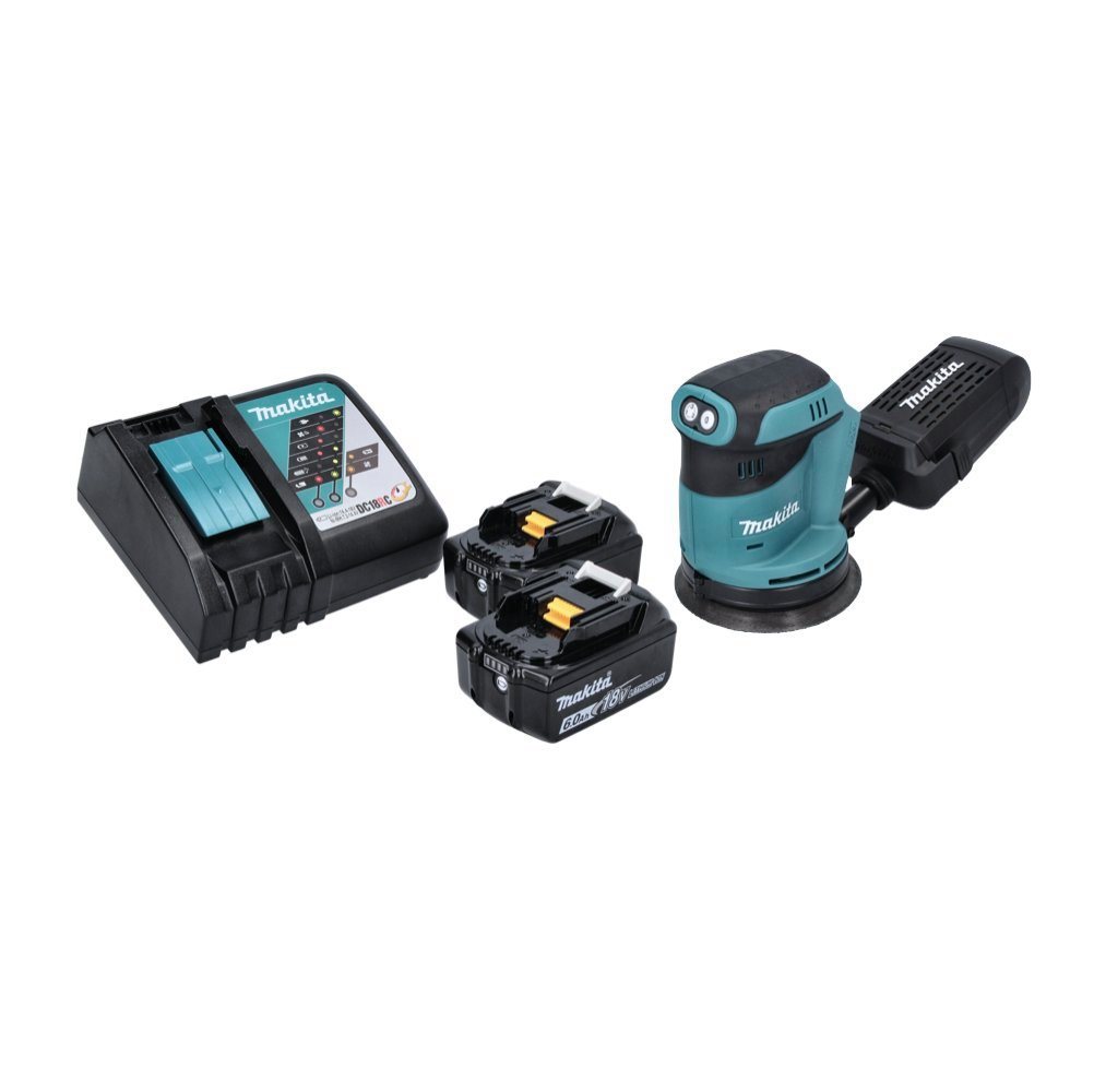 Thumbnail - Makita Exzenterschleifer DBO 180 RG Akku Exzenterschleifer 18 V 125 mm + 2x Akku 6,0 Ah + Lade