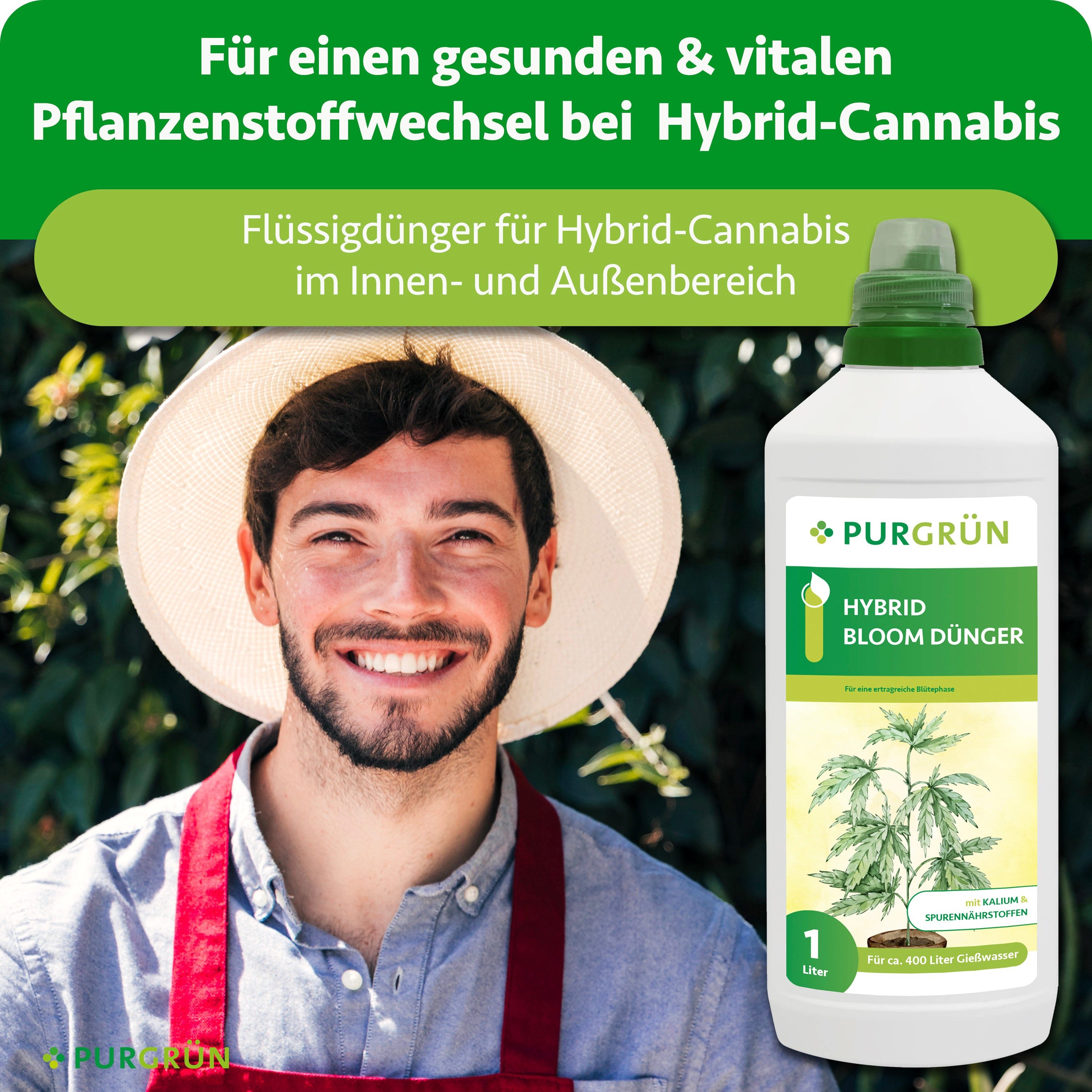 Purgrün Pflanzendünger Hybrid Bloom Dünger, NPK 3+5+7, Indoor & Outdoor, 1 Liter, Flüssigdünger, 1-St., 1 Liter