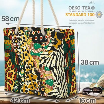 VOID Strandtasche (1-tlg), Indigenes Tropenmuster Beach Bag Indigen Tropen Tiere Fell Leopard Tiger Afrika