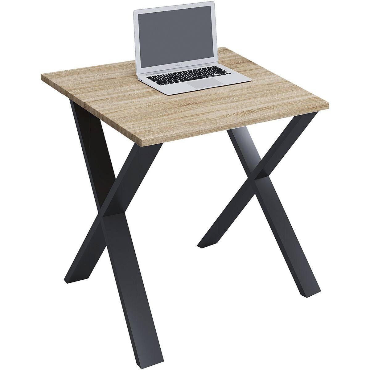 VCM Schreibtisch Lona, quadratisch, X-Fuß Sonoma-Eiche/schwarz | schwarz