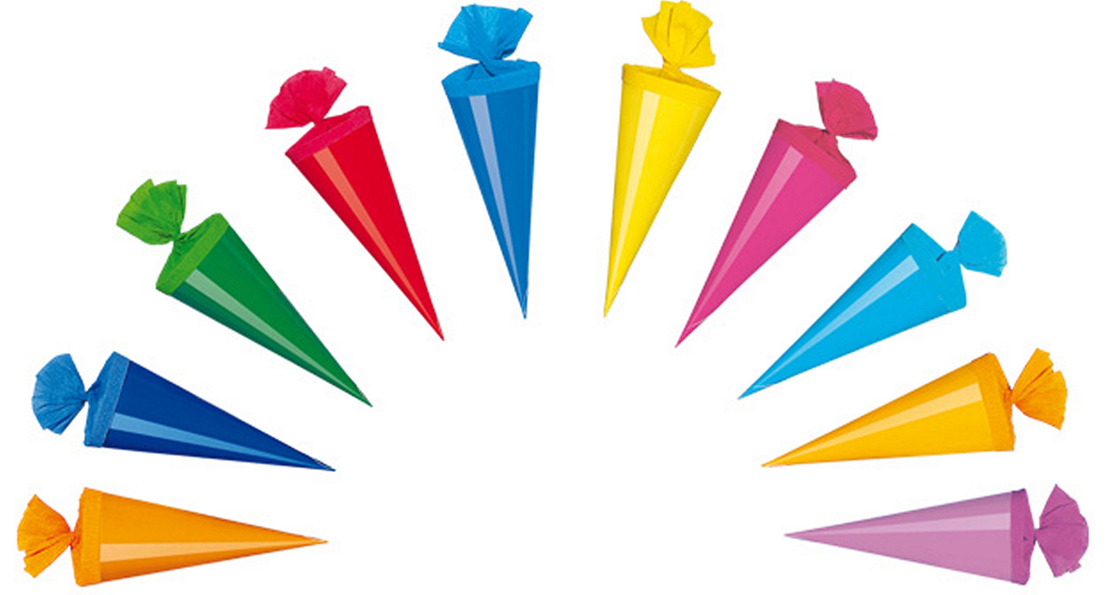 Livepac Office Schultüte 10 Deko Schultüten / Länge: 20cm / 10 verschiedene Farben