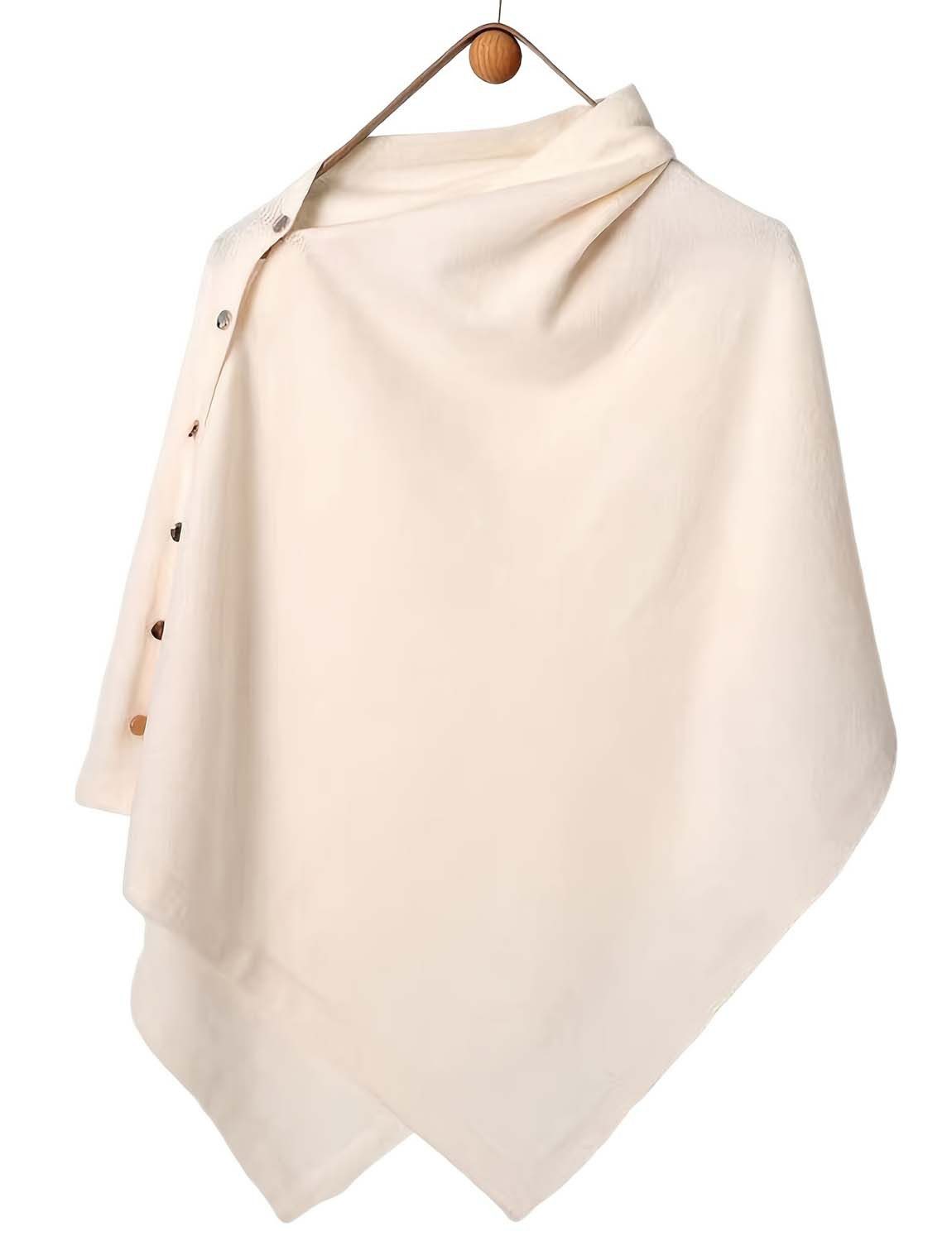Oemmn Poncho Damen Shawl, Knopfdesign, vielseitige Oberbekleidung