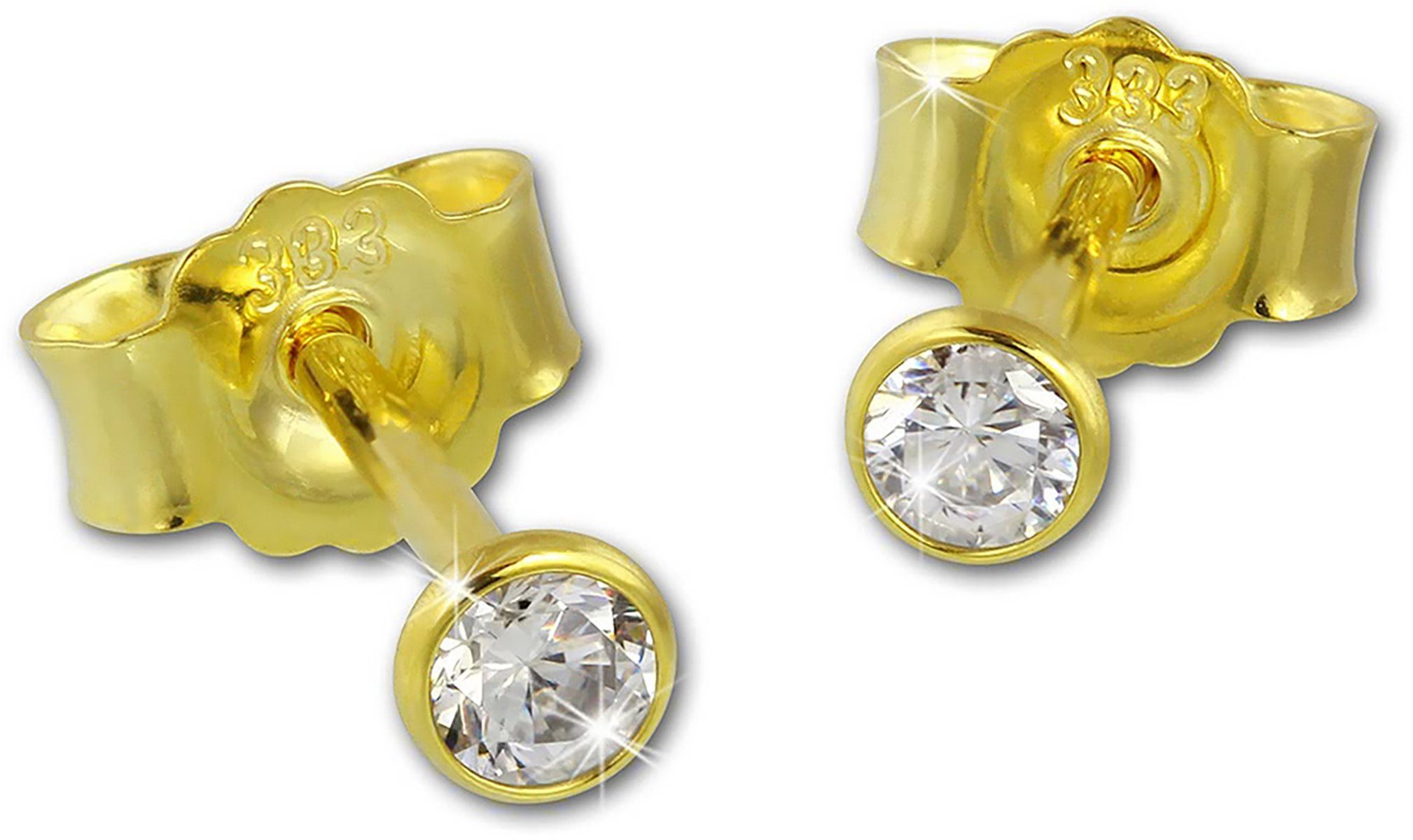 GoldDream Paar Ohrstecker GoldDream Gold Ohrring Ohrstecker 3mm (Ohrstecker), Damen Ohrstecker aus 333 Gelbgold - 8 Karat, Farbe: gold, weiß