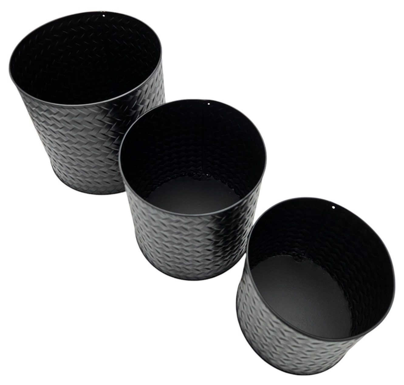 Meinposten Blumentopf Blumentopf Übertopf Pflanzenkübel 3er Set schwarz rund Metall (3er Set, 3 St), Das Set ist Wasserdicht geeignet für Innen- wie Außenbereic – Bild 5 von 5