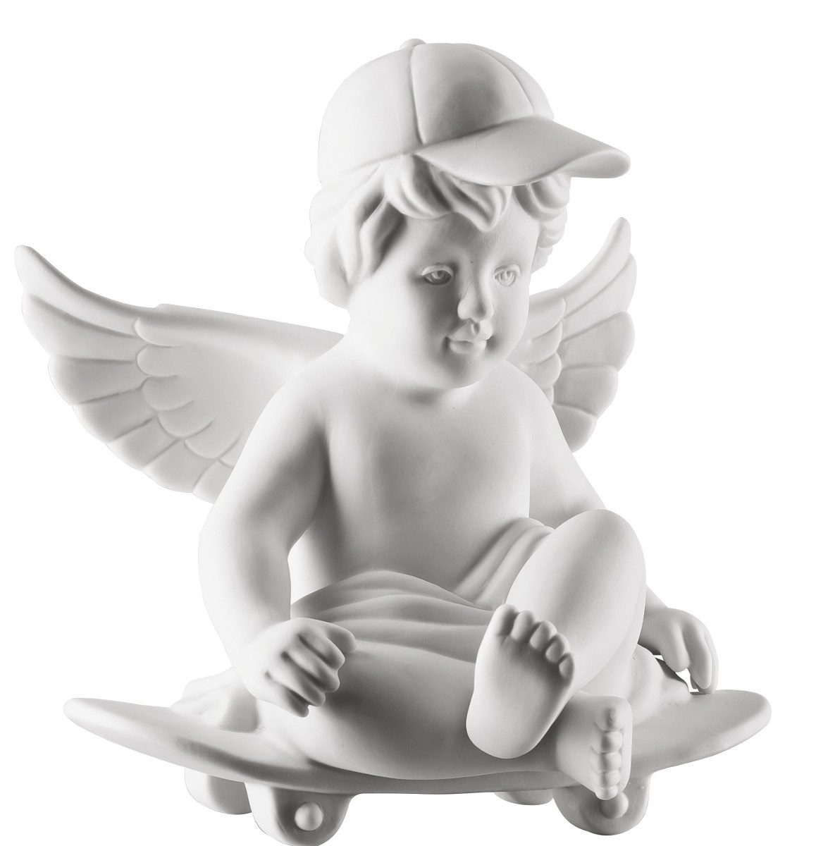 Rosenthal Dekofigur Engel gross weiss matt Engel mit Skateboard 14,5