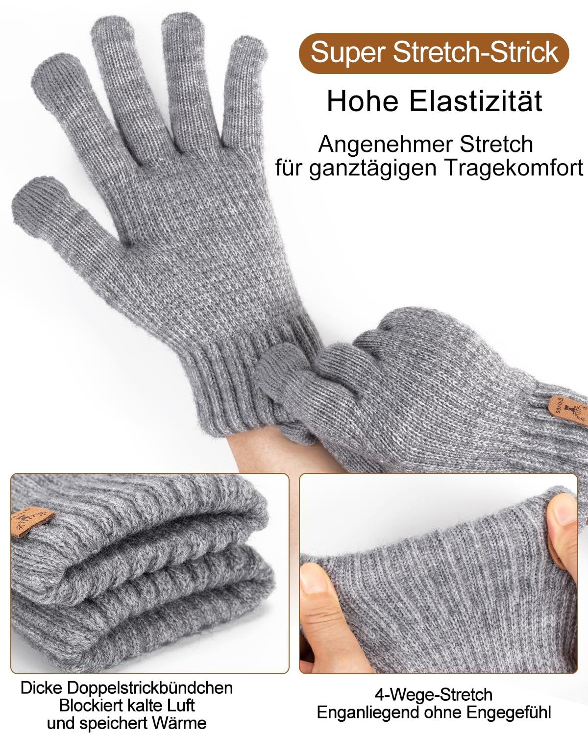 Bextsrack Strickhandschuhe Touchscreen Warme Strickhandschuhe Thermohandschuhe Outdoor Winter Geschenke für Herren und Damen