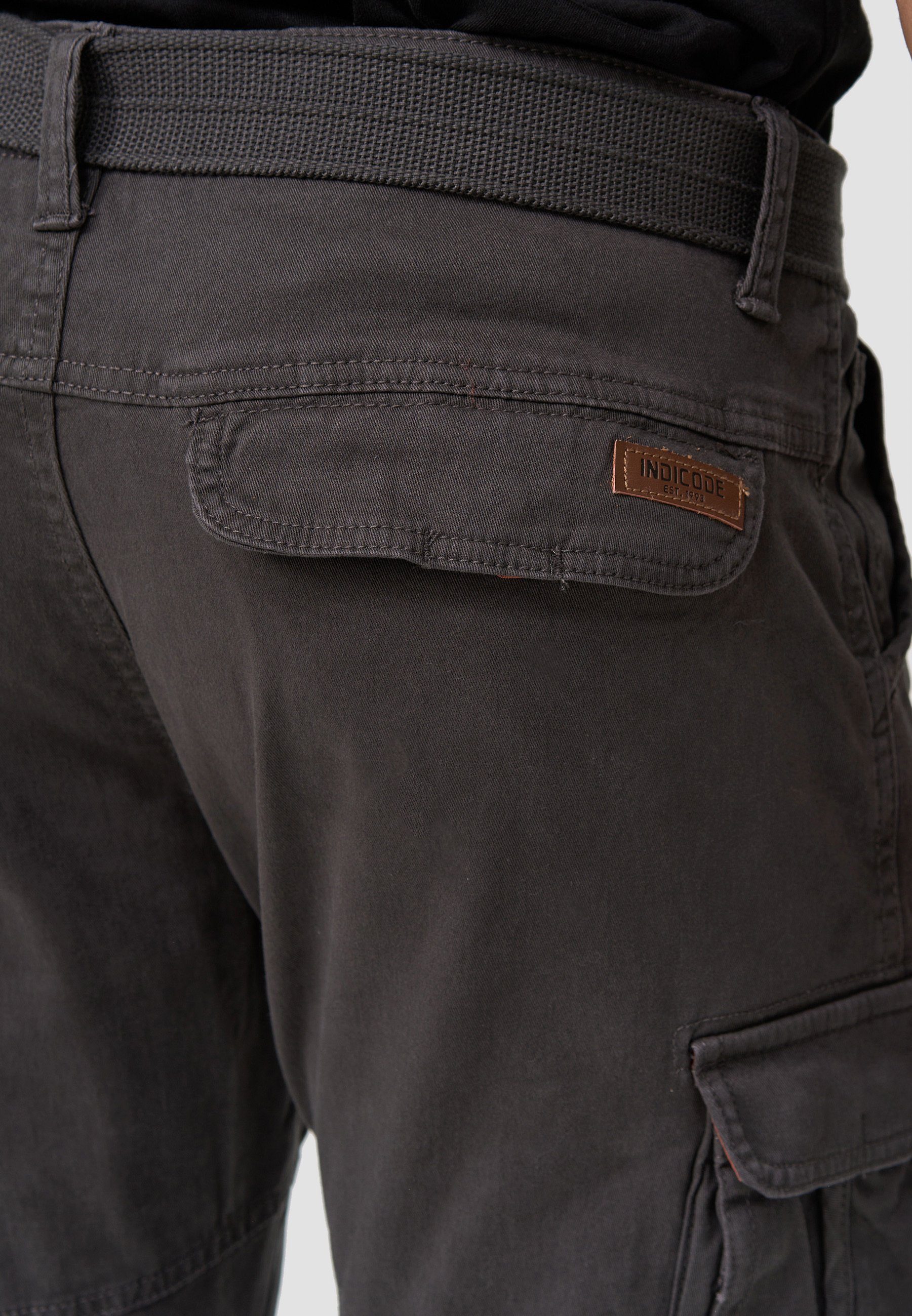 INDICODE Cargohose Herren Mathen Cargo Hose Herrenhose aus elastischer Baumwoll-Qualität, inkl. Gürtel – Bild 5 von 5