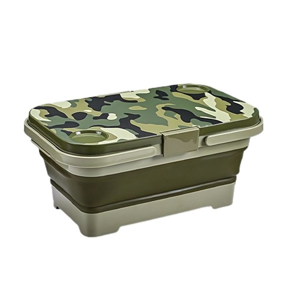 COFI 1453 Picknickkorb 3in1 - Klappbarer Korb mit Deckel und Tischfunktion, in Grün (1 St), 46 x 28,5 x 23 cm