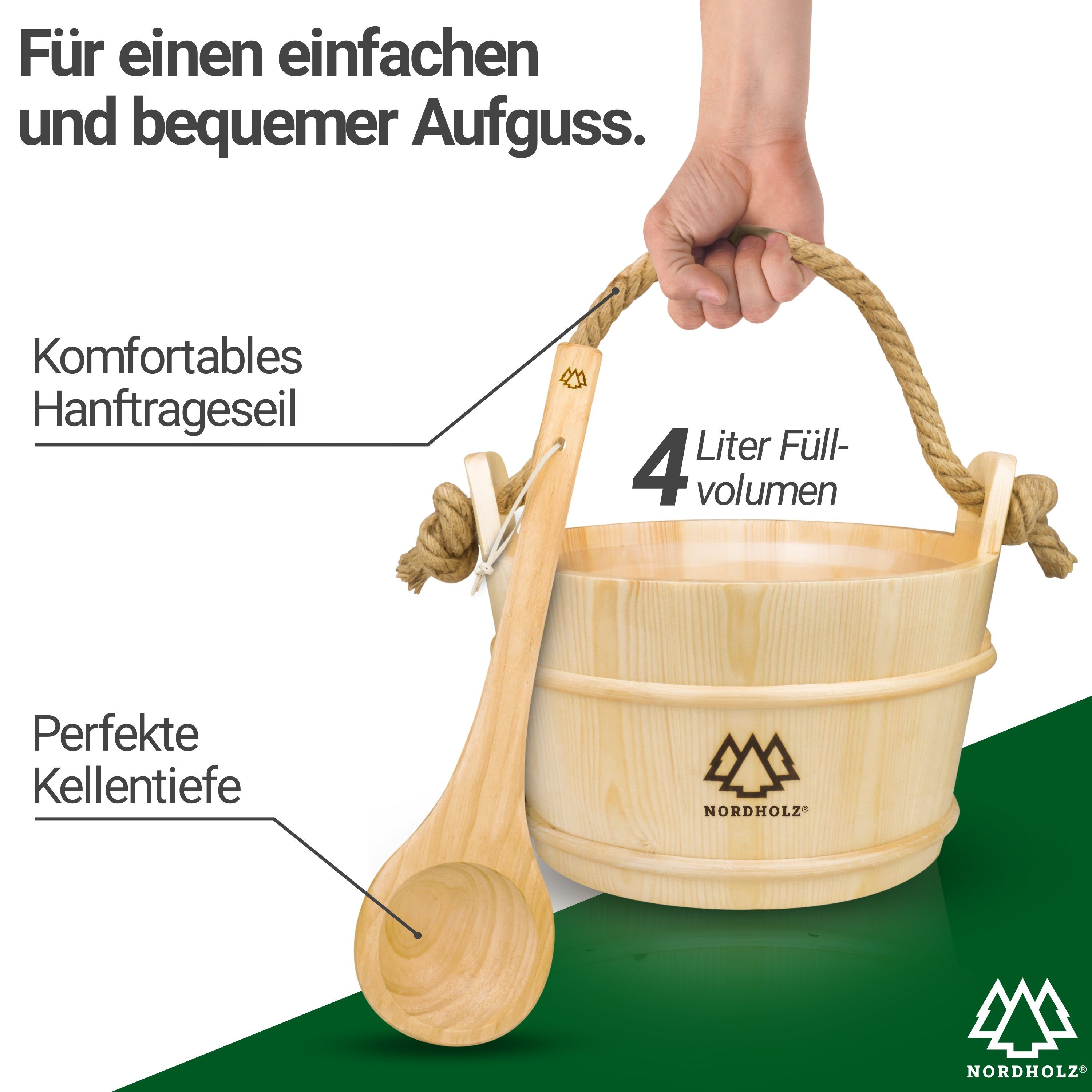 NORDHOLZ Sauna-Aufgussset Sauna Eimer mit Kelle günstig online kaufen