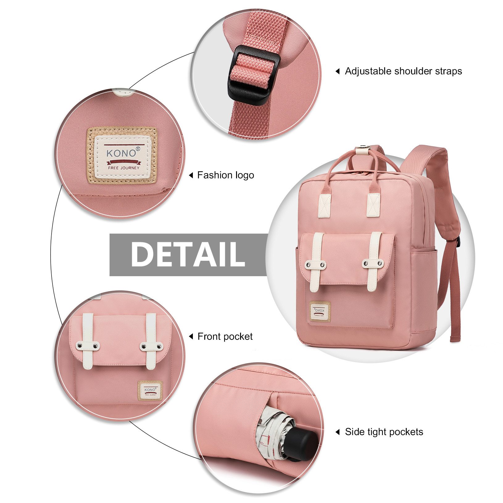 KONO Tagesrucksack Unisex Schulrucksack für Schule, Uni, Reisen & Business – Bild 3 von 5