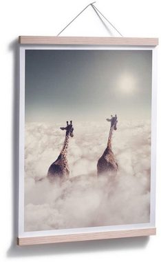 Wall-Art Poster Safari Giraffen in den Wolken, Tiere (1 St), Poster ohne Bilderrahmen