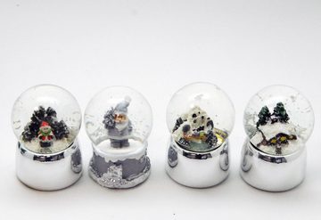 MINIUM-Collection Schneekugel 4er Set süße Mini Schneekugeln Winter Weihnacht 45mm breit silber grau
