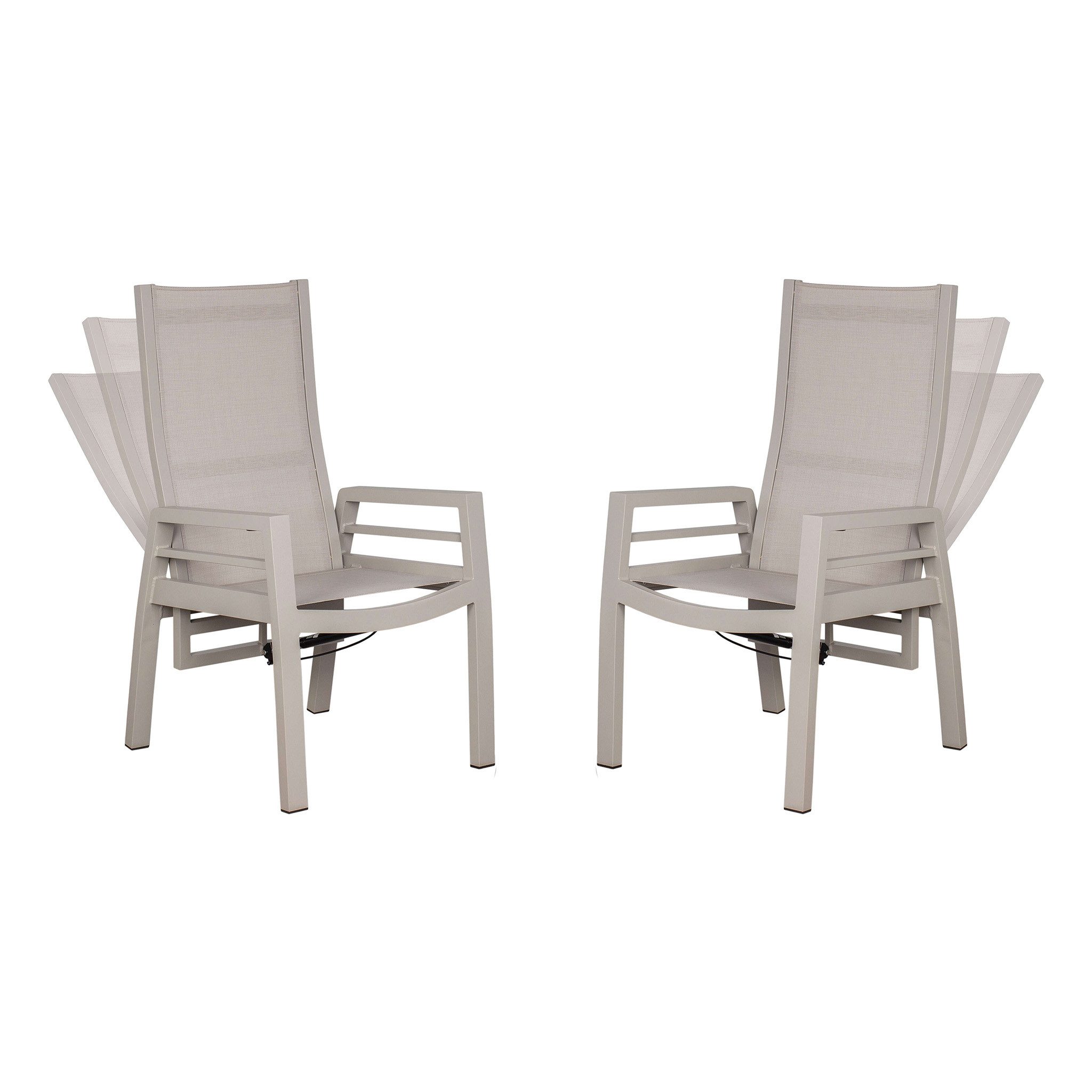bene living Relaxsessel Sevilla - uni elfenbein - mit Gasdruckfeder (2-St., 2er Set Relaxsessel Sevilla), stufenlos verstellbar - inkl. Kissen - stabiler Alurahmen