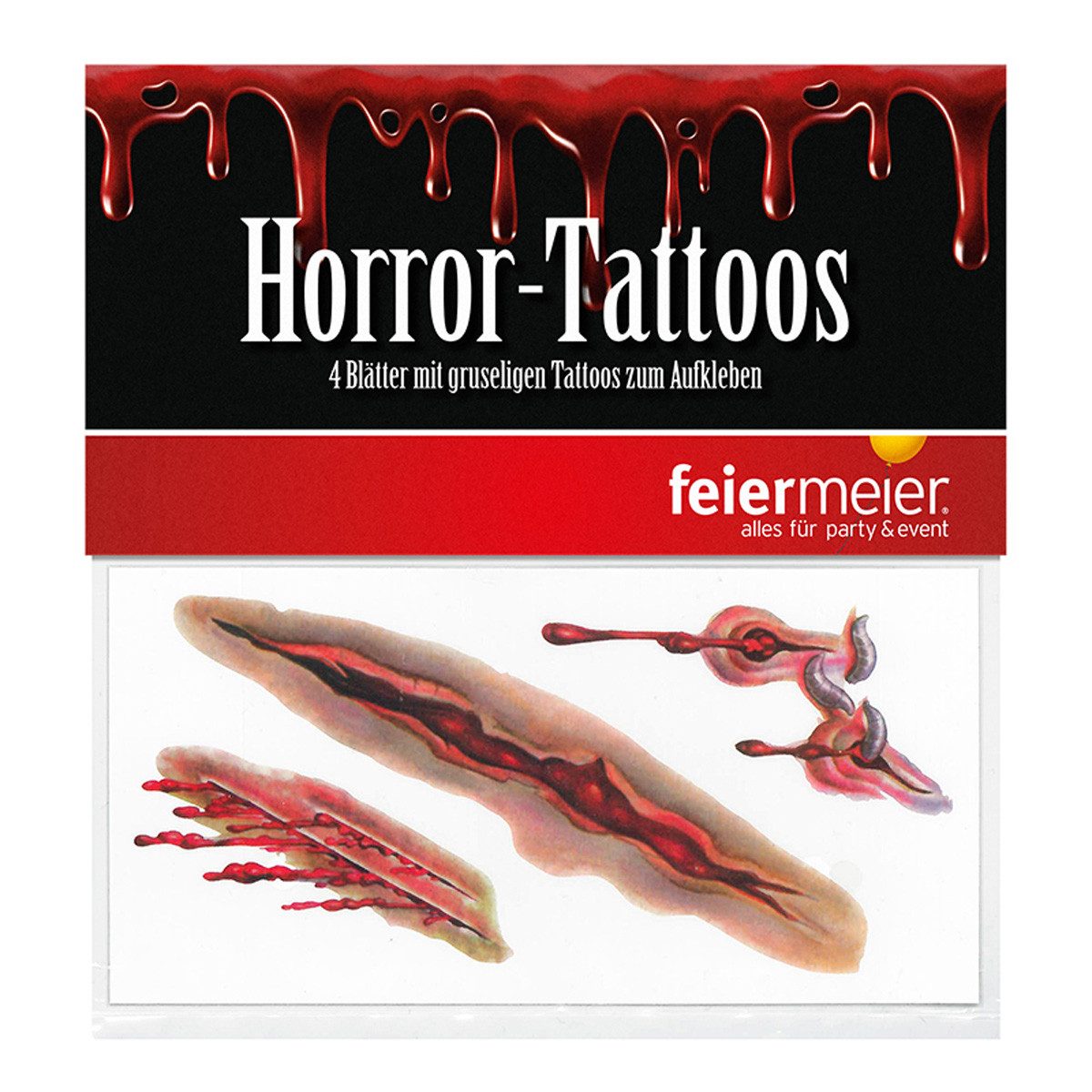feiermeier Schmuck-Tattoo feiermeier Gruselige Horror-Tattoos mit Narben-Mot